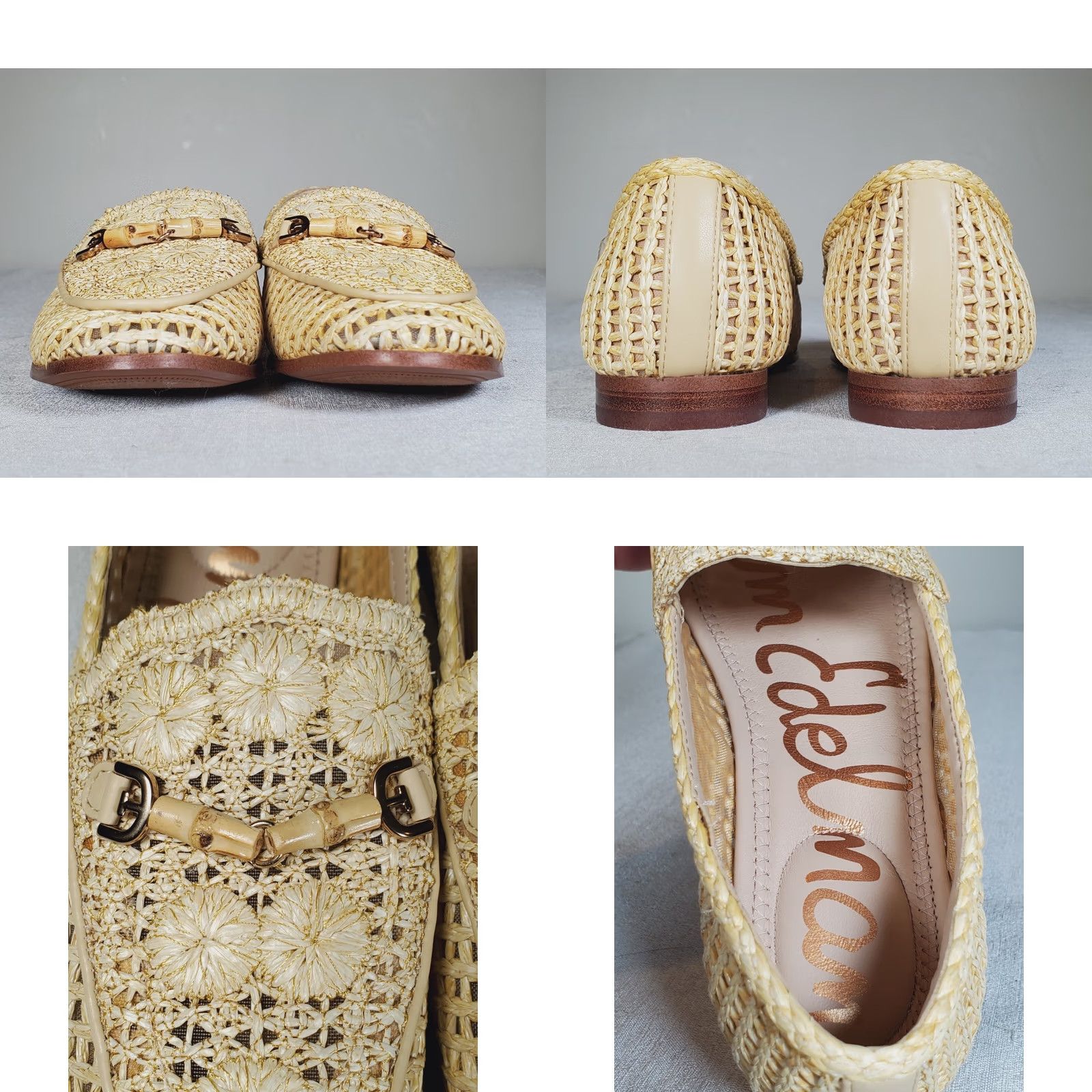 Sam Edelman Sam Edelman Loafers Raffia Lowell in Natural Bamboo Double-E Bit Women's US 6.5 M Shoes Size US 7 / IT 37 - 8 Thumbnail