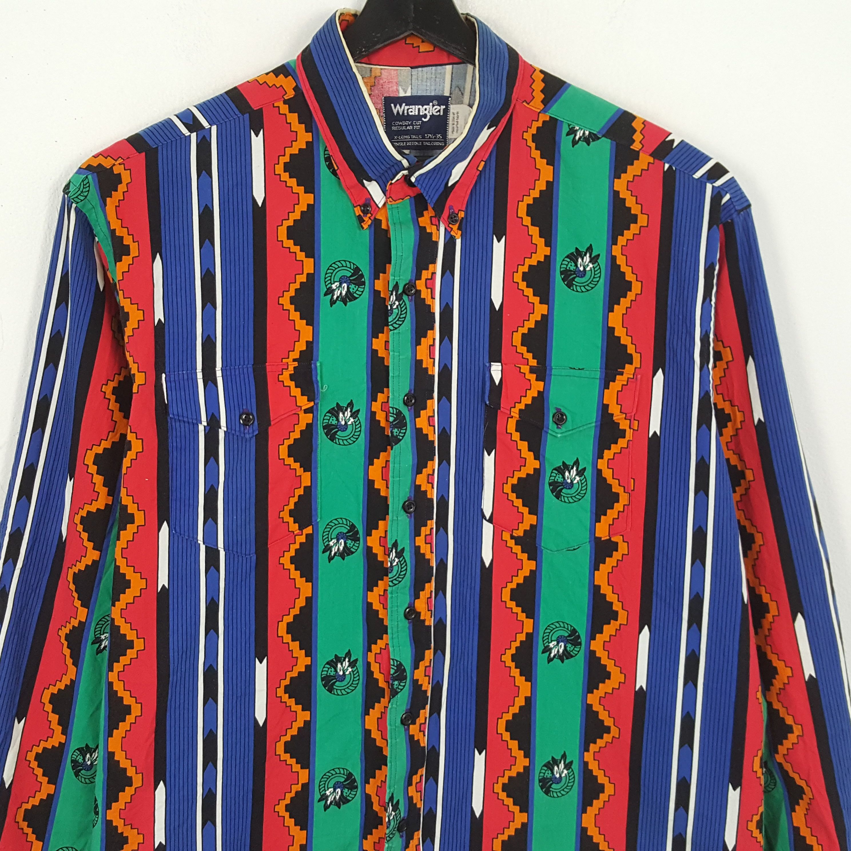 Vintage × Wrangler WRANGLER Classic Fashion Style Shirt Streetwear Size US XL / EU 56 / 4 - 2 Thumbnail
