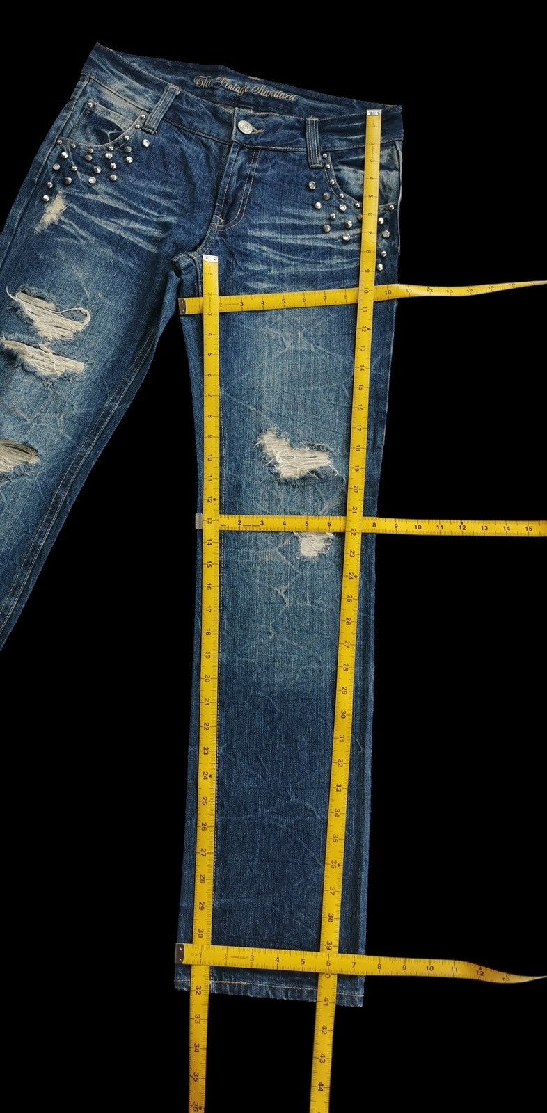Japanese Brand The Vintage Standard Studded Original Jeans Distressed Denim Size US 32 / EU 48 - 11 Thumbnail