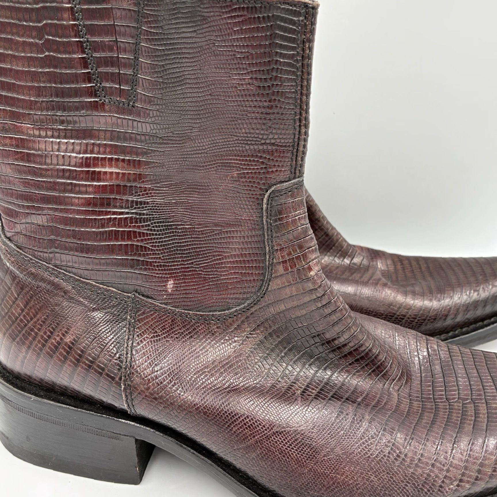 Vintage Alligator Boots Leather Western Cowboy Italian Upper Leather EU 43 US 10 Mens Red Leather Boots Size US 10 / EU 43 - 3 Thumbnail