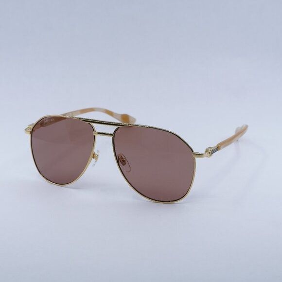 Gucci 🕶️ New Gucci GG1220S 003 Sunglasses - Gold Frame, Cognac Size ONE SIZE - 3 Thumbnail