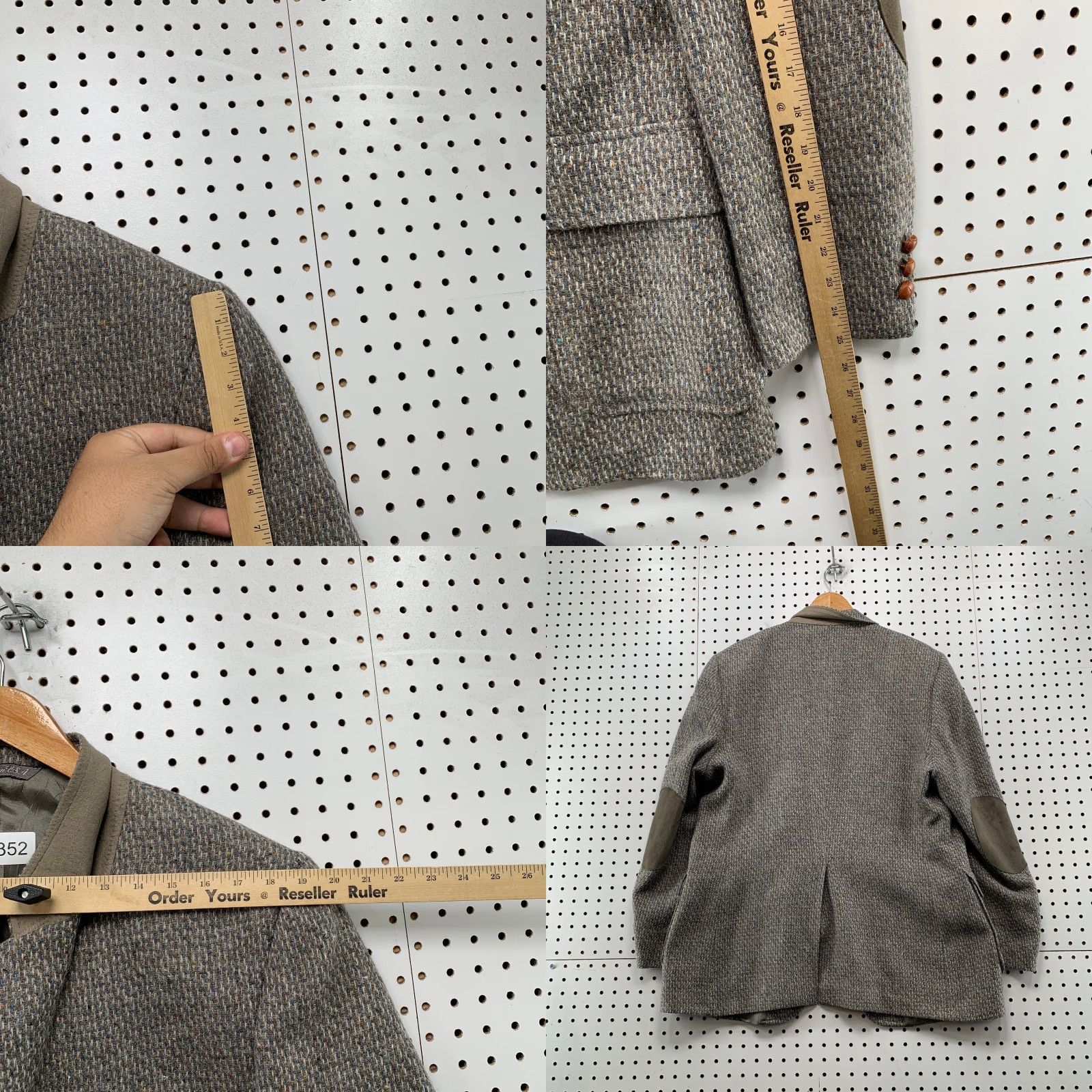 Levi's VINTAGE Levi's Blazer Wool Tweed 46R Gray Two-Button Suede Elbows Made USA Mens Jacket Blazer Size 46R - 9 Thumbnail
