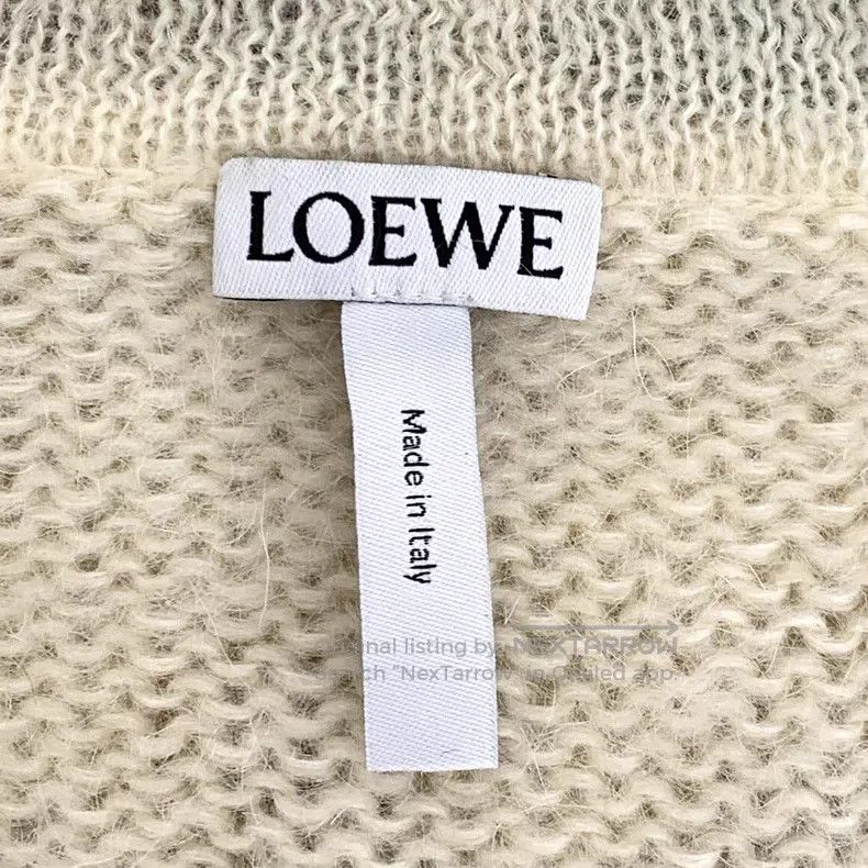 Loewe Loewe Beige Logo Pattern Embroidered V-Neck Mohair Knit Ca Size XS / US 0-2 / IT 36-38 - 5 Thumbnail