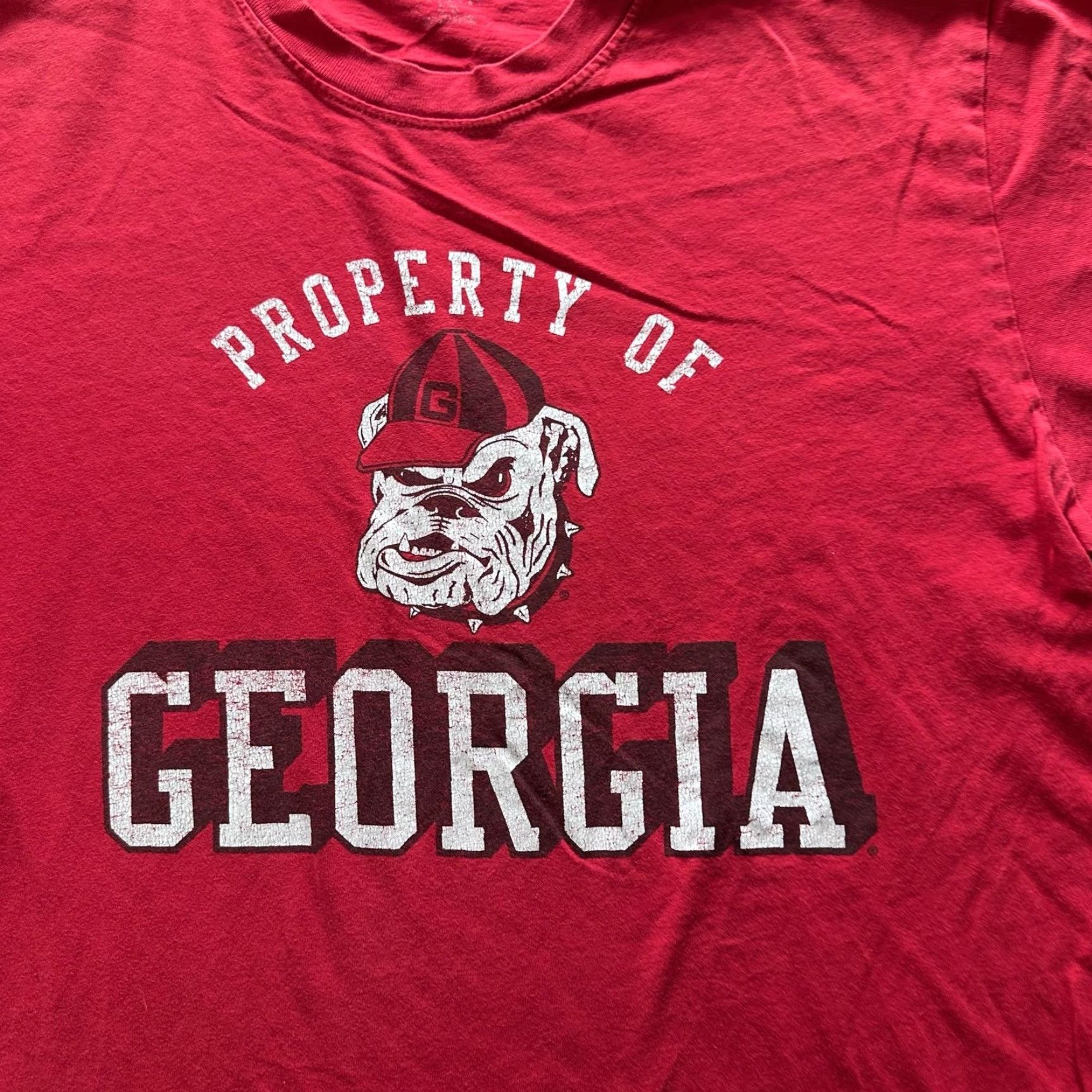 Vintage Georgia Shirt Mens L Red Property Of Bulldog Graphic Tee Crewneck Tagless Size US L / EU 52-54 / 3 - 2 Thumbnail