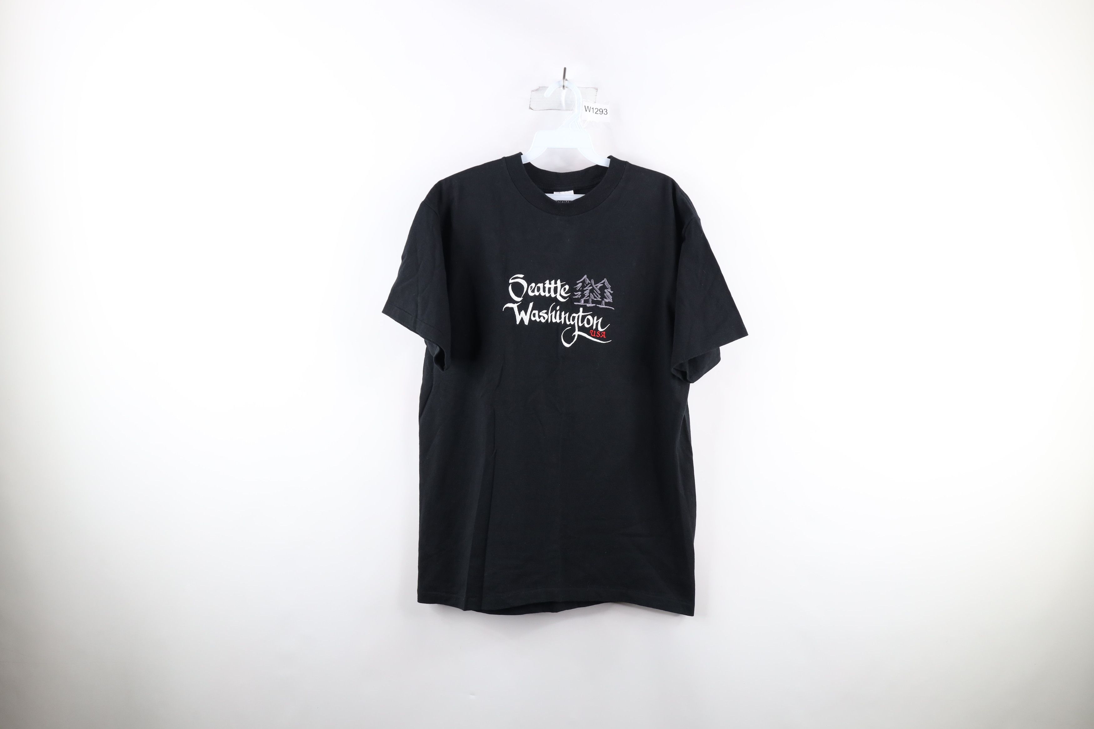 Vintage Vintage 90s Spell Out Seattle Washington T-Shirt Black USA Size US L / EU 52-54 / 3 - 1 Thumbnail