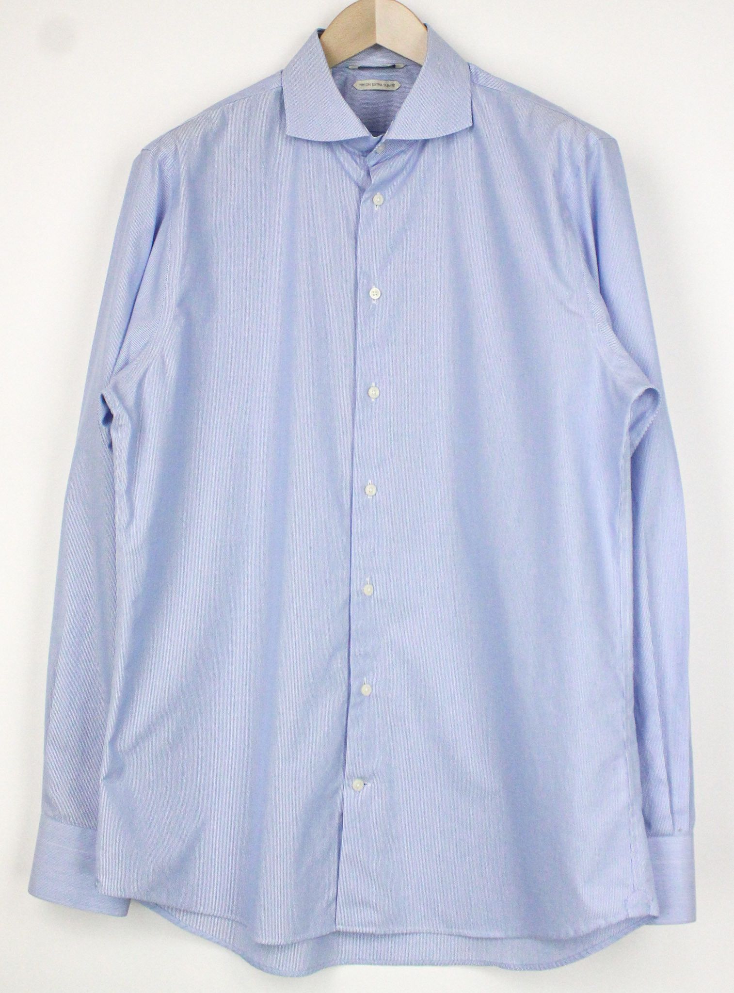 Suitsupply 43/17 Extra Slim Blue Cotton Stripe 72766 Size 44R - 1 Thumbnail
