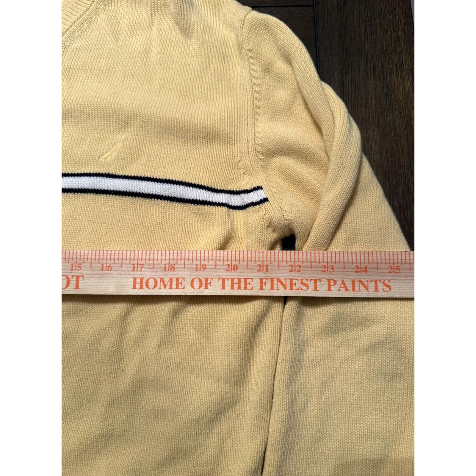 Nautica Nautica Sweater Mens Medium Yellow V-Neck Cotton Pullover Striped Classic Style Size US M / EU 48-50 / 2 - 2 Thumbnail