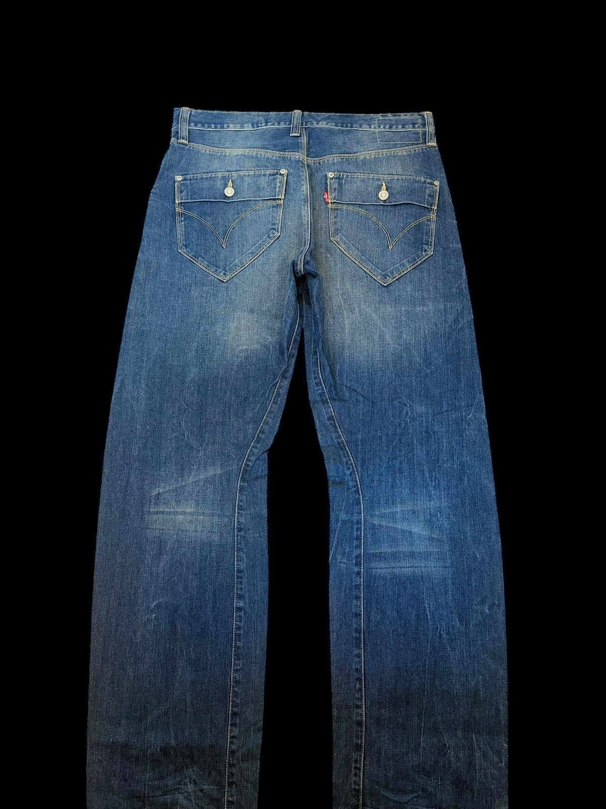 Levi's Levi’s Engineered Navy Washed Baggy Flared Denim Jeans Y2K Size US 32 / EU 48 - 2 Thumbnail
