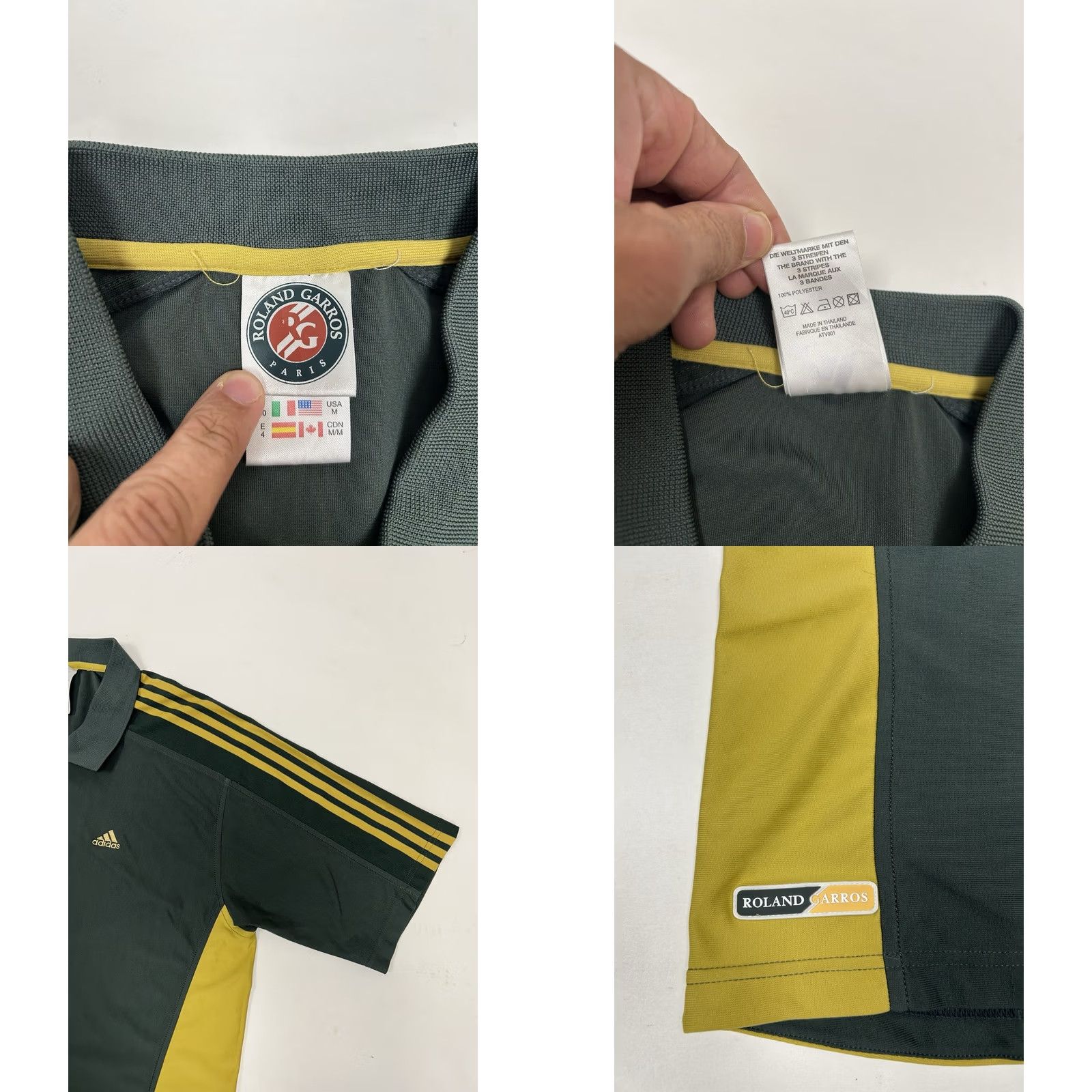 Adidas VINTAGE Adidas Roland Garros Paris Polo Shirt Medium Green Tennis 90s Mens Size US M / EU 48-50 / 2 - 8 Thumbnail