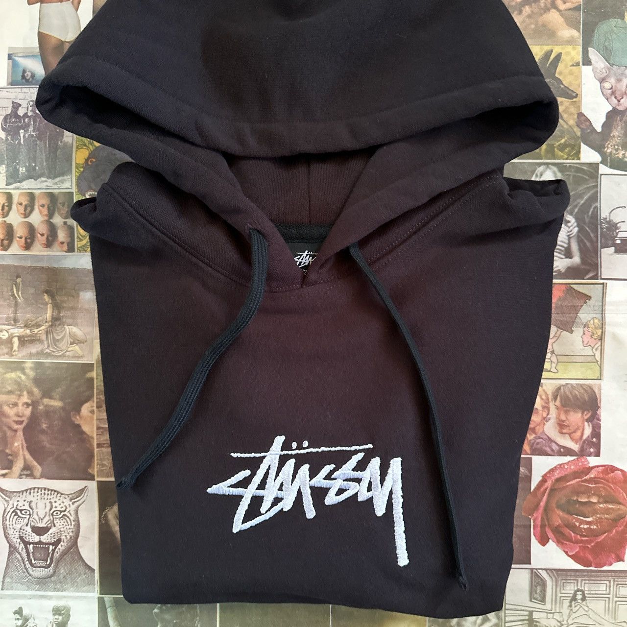 Image of Stussy Stock Appliqué Hoodie Black Small, Men's