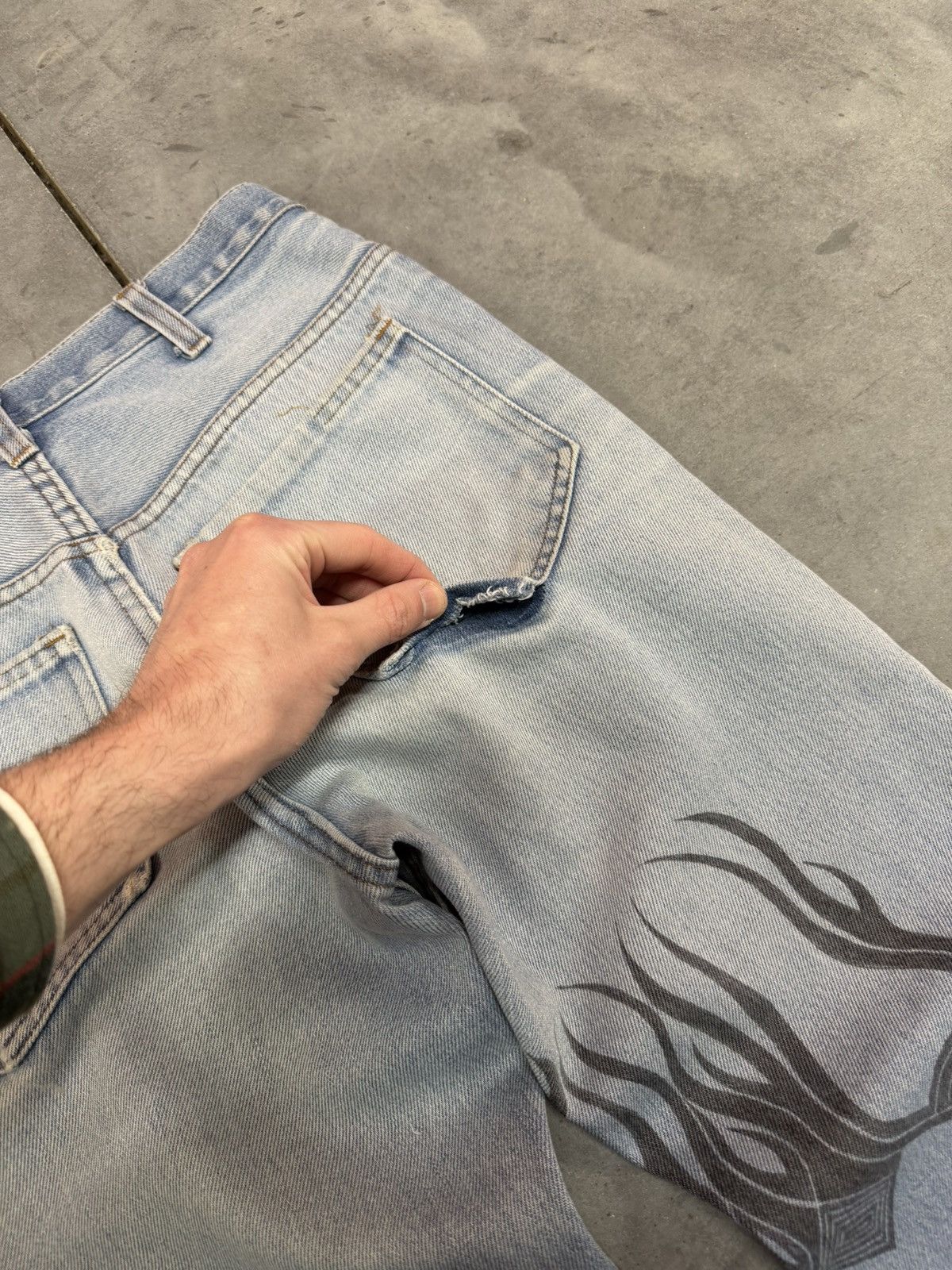 Vintage Light Wash Bootcut 70s Stenciled Jeans ERD Grunge Punk Size US 29 - 10 Thumbnail