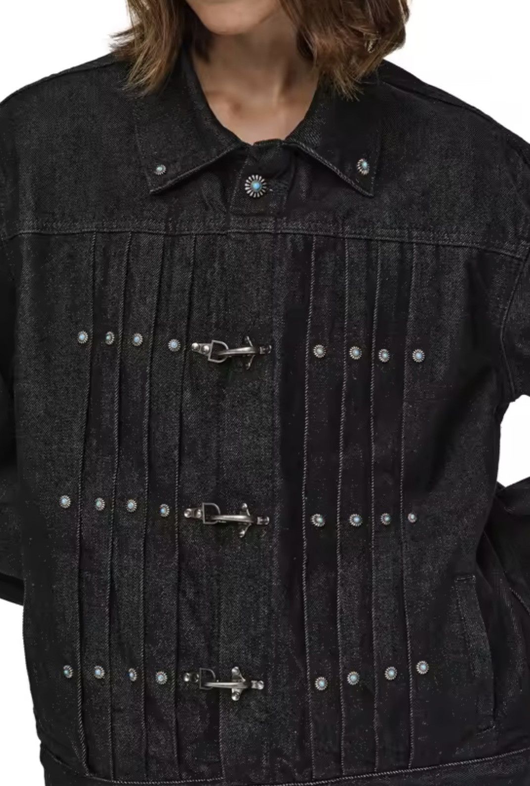 Japanese Brand Toggle Pleated Denim Jacket Size US M / EU 48-50 / 2 - 10 Thumbnail
