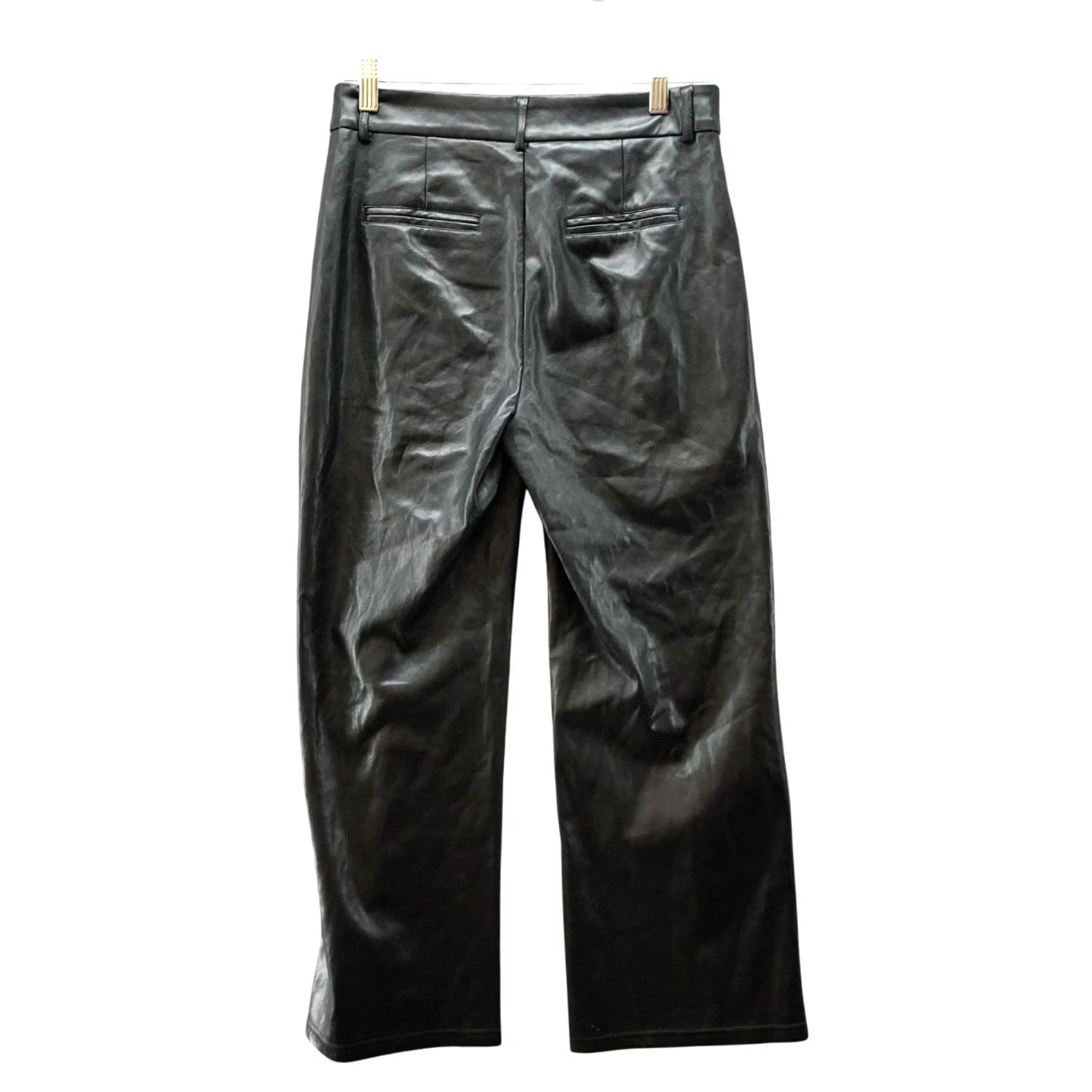 AVEC LES FILLES VINTAGE Avec Les Filles Faux Leather Wide Leg Pants Womens S Black Cropped Ankle Size 28" / US 6 / IT 42 - 2 Thumbnail