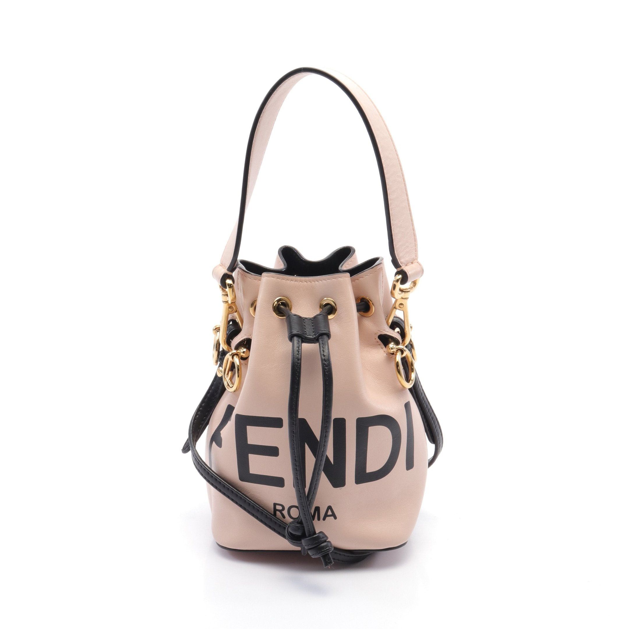 image of Fendi Mini Mon Tresor Handbag Leather Pink Black 2Way, Women's