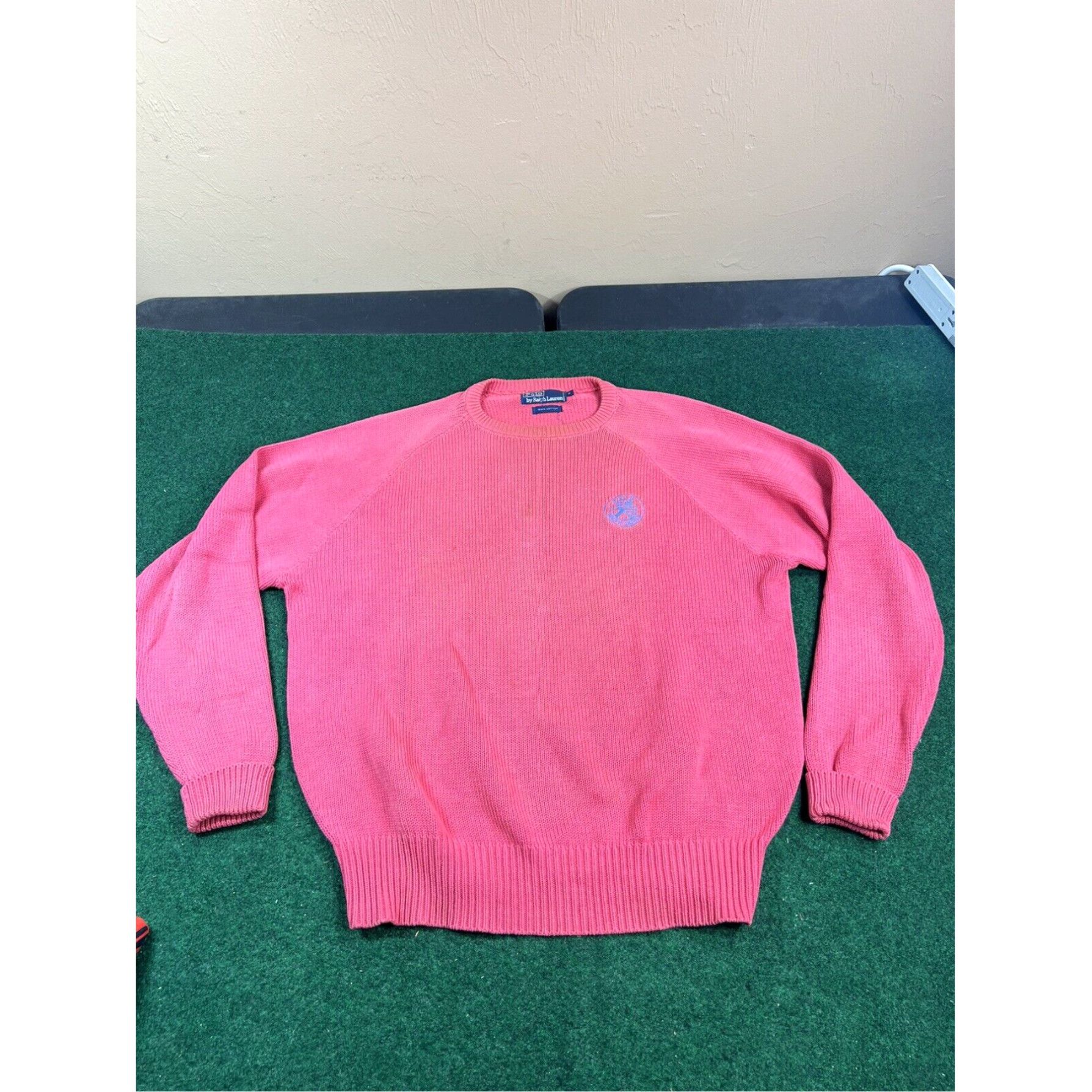 Polo Ralph Lauren Vintage 90s Polo Ralph Lauren Cookie Sweater Patch Embroidered Logo Pink Sz Smal Size US S / EU 44-46 / 1 - 1 Thumbnail
