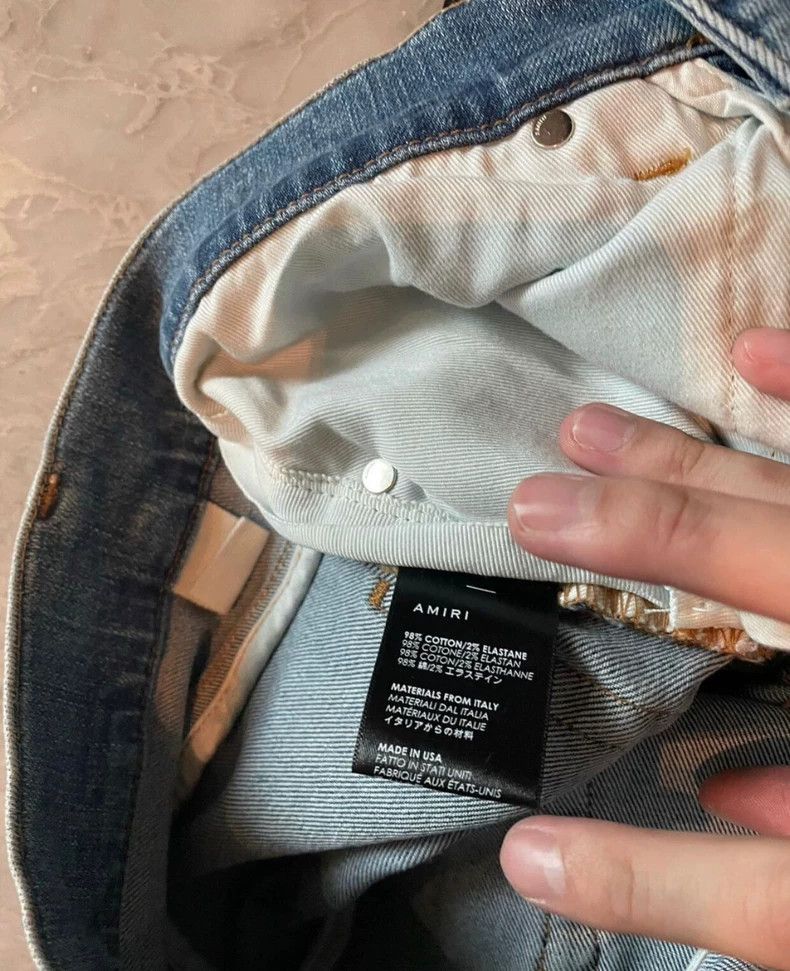 Amiri Amiri rendered distressed patched blue jeans Size US 31 - 4 Thumbnail