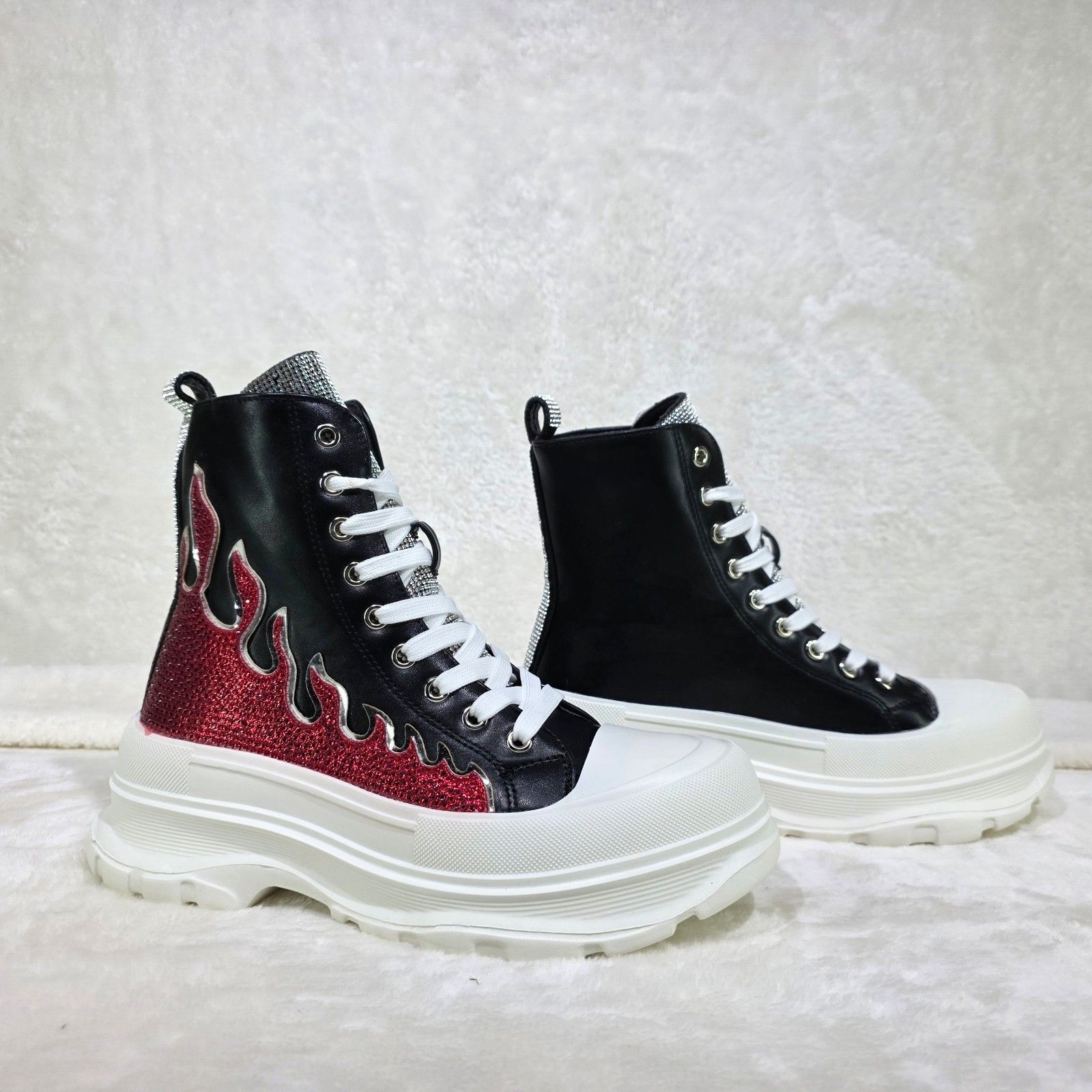 Other Scorch Combat Sneaker Boots With Rhinestone Flames Details B Size US 8 / IT 38 - 5 Thumbnail