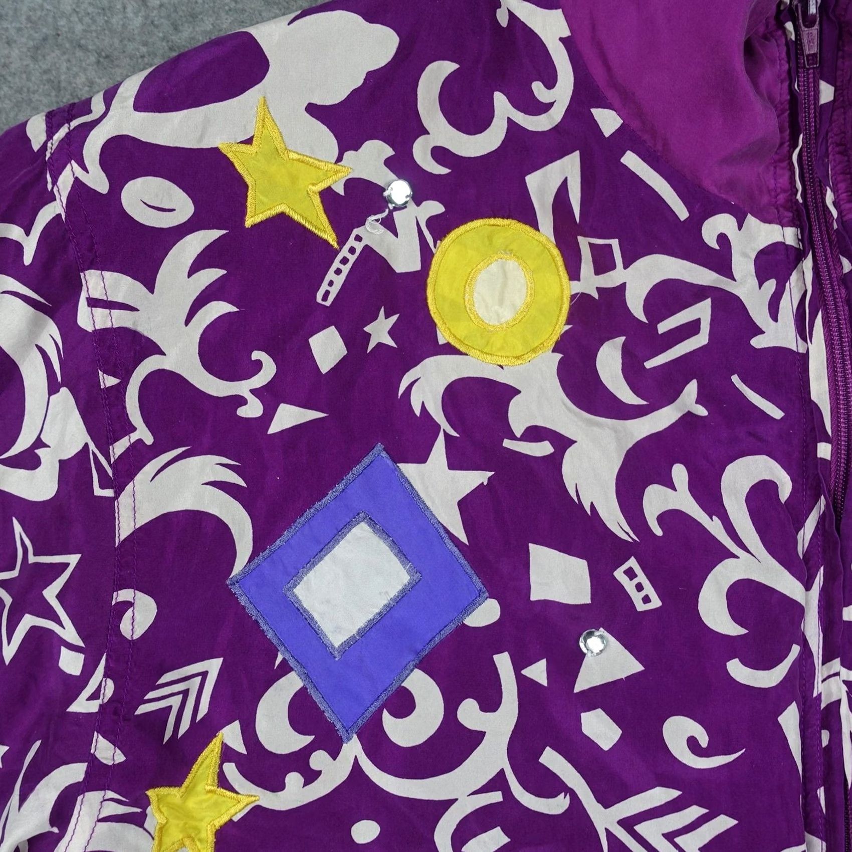 Vintage VINTAGE Swell Jacket Womens Small Purple Silk Bomber Zip Abstract Geometric VTG Size S / US 4 / IT 40 - 6 Thumbnail