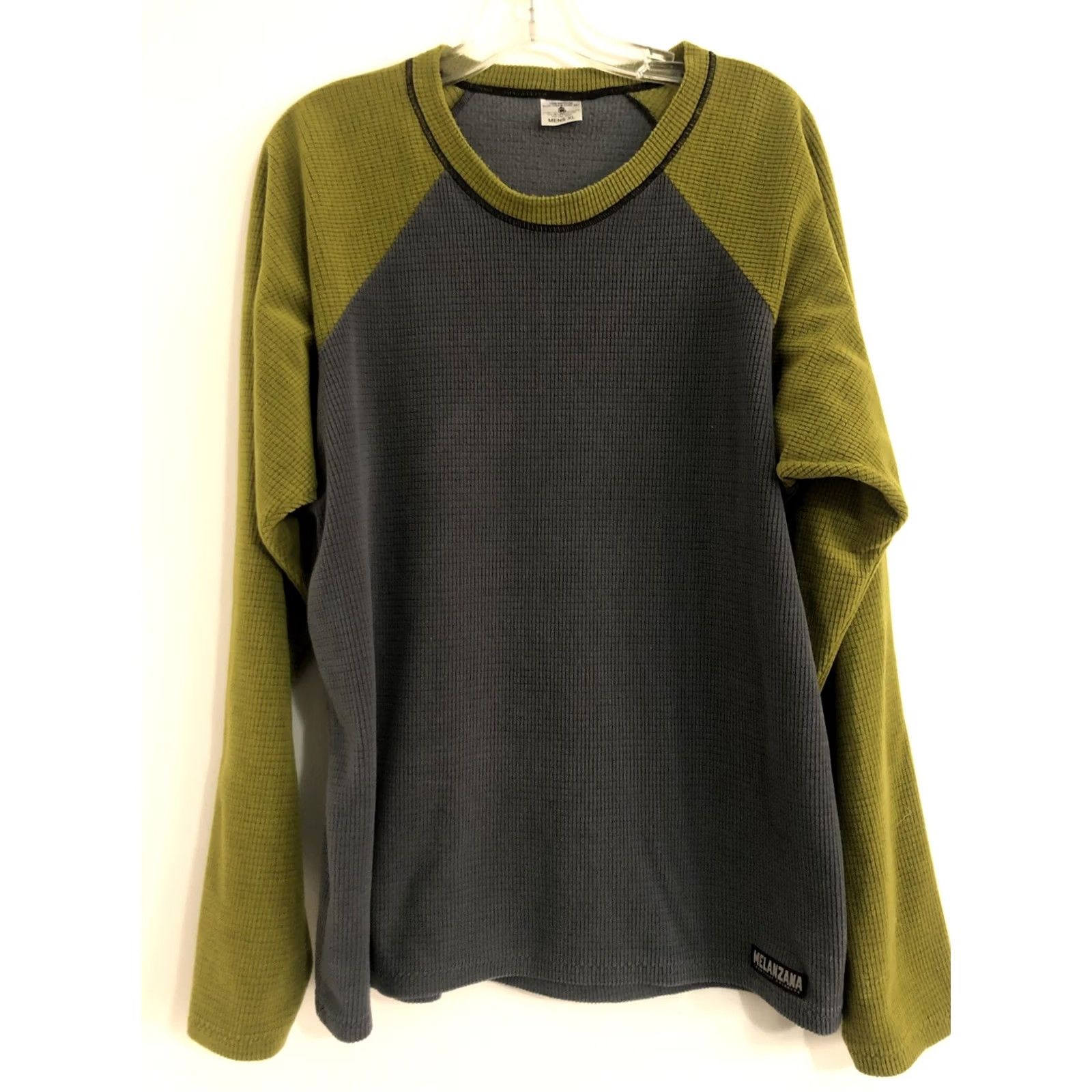 Melanzana Melanzana Mens Long Sleeve Microgrid Shirt XL Green & Grey Crew Neck Pullover Casual Outdoor Size US XL / EU 56 / 4 - 2 Thumbnail