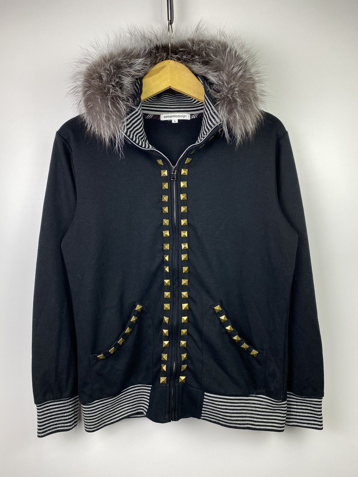 If Six Was Nine × Japanese Brand × Le Grande Bleu (L.G.B.) Fur hoodie studded semantic design ifsix style Size US M / EU 48-50 / 2 - 2 Thumbnail