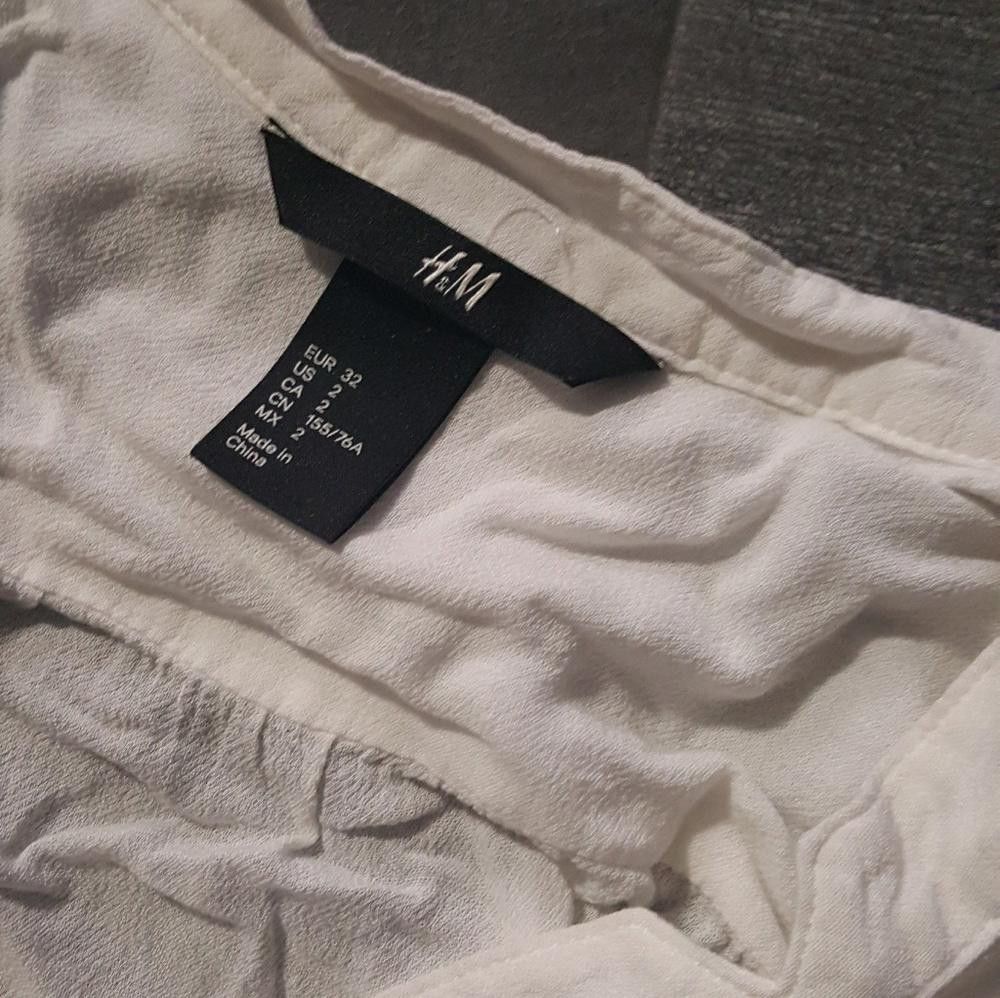 H&M White Crinkle Detailed H&M Dressy Blouse Size XS / US 0-2 / IT 36-38 - 3 Thumbnail