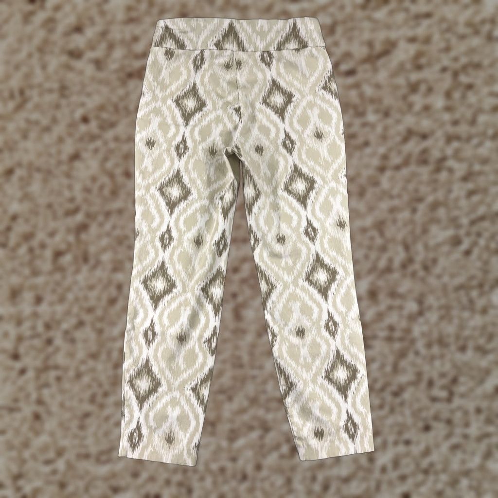 Vintage Philosophy Pants Women's Small Beige Diamond Pattern Rayon Blend Stretch Pull On Shirt? Size 28" / US 6 / IT 42 - 1 Thumbnail
