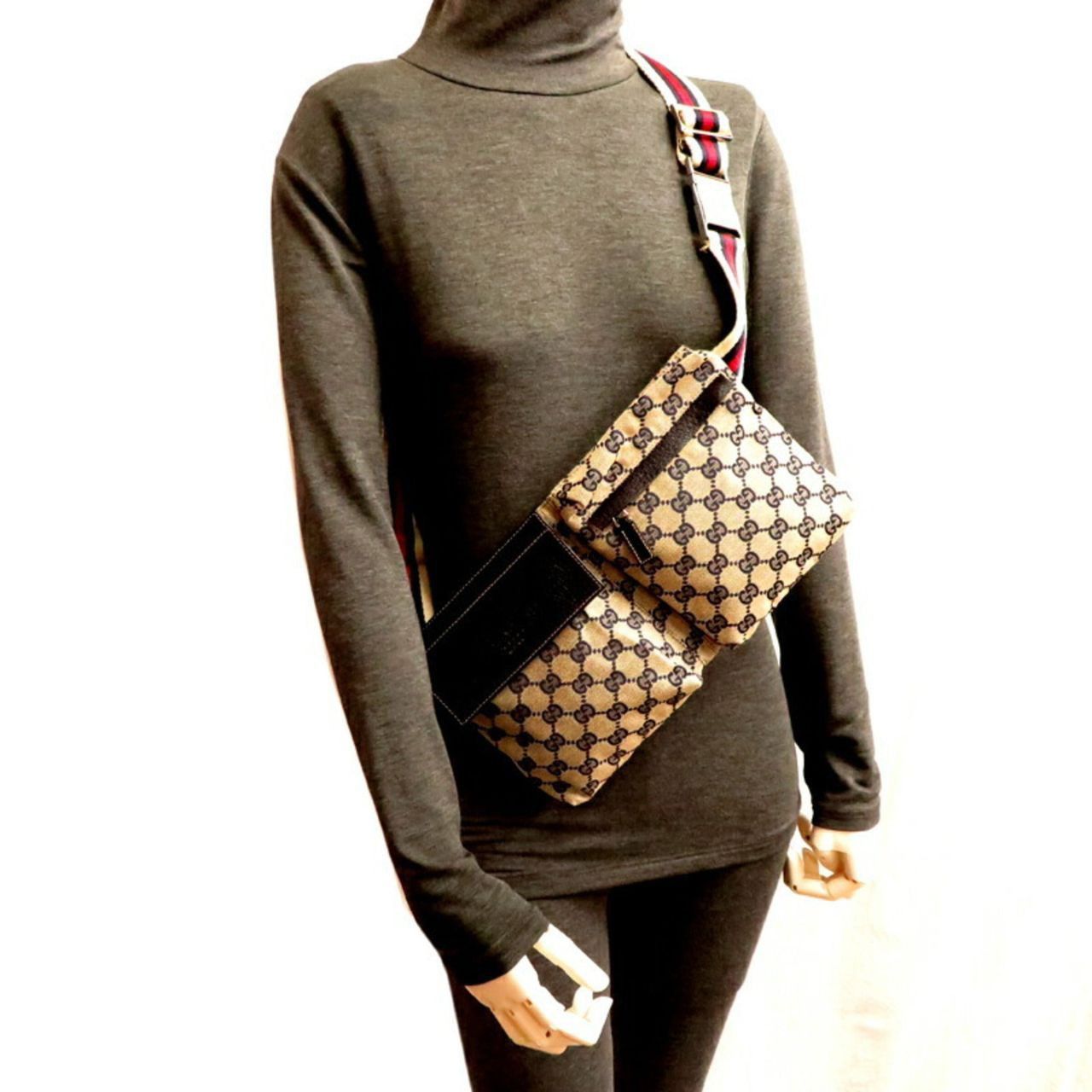 Gucci Authentic GUCCI BLUE GG Canvas lined pocket Belt bag Size ONE SIZE - 18 Thumbnail