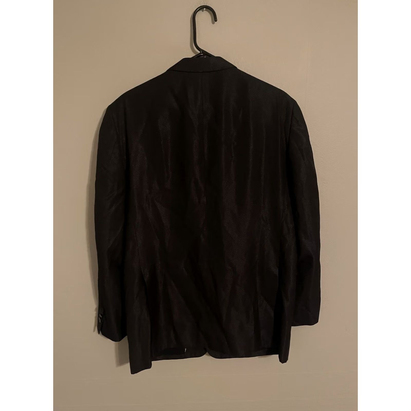 Vintage Versace Collection Saks Fifth Ave Navy Blue Blazer Jacket - Men's EU 54, 44, Regular, 2 Button, Wool Blend, Textured, Double Vented Back, Jacket, Men Size 44R - 3 Thumbnail