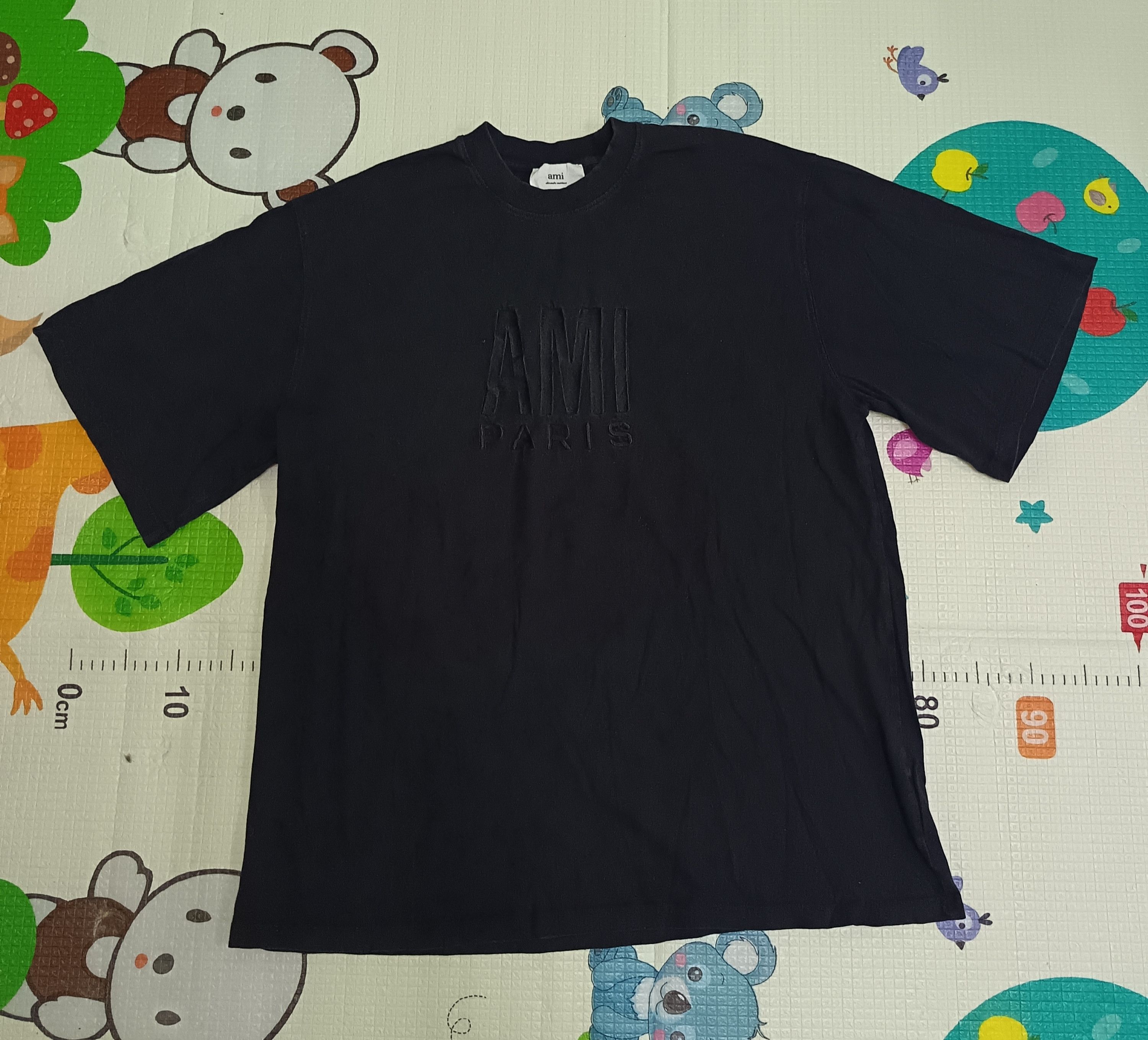 AMI Ami de Coeur Black T-shirt in organic cotton jersey. Size US XL / EU 56 / 4 - 2 Thumbnail