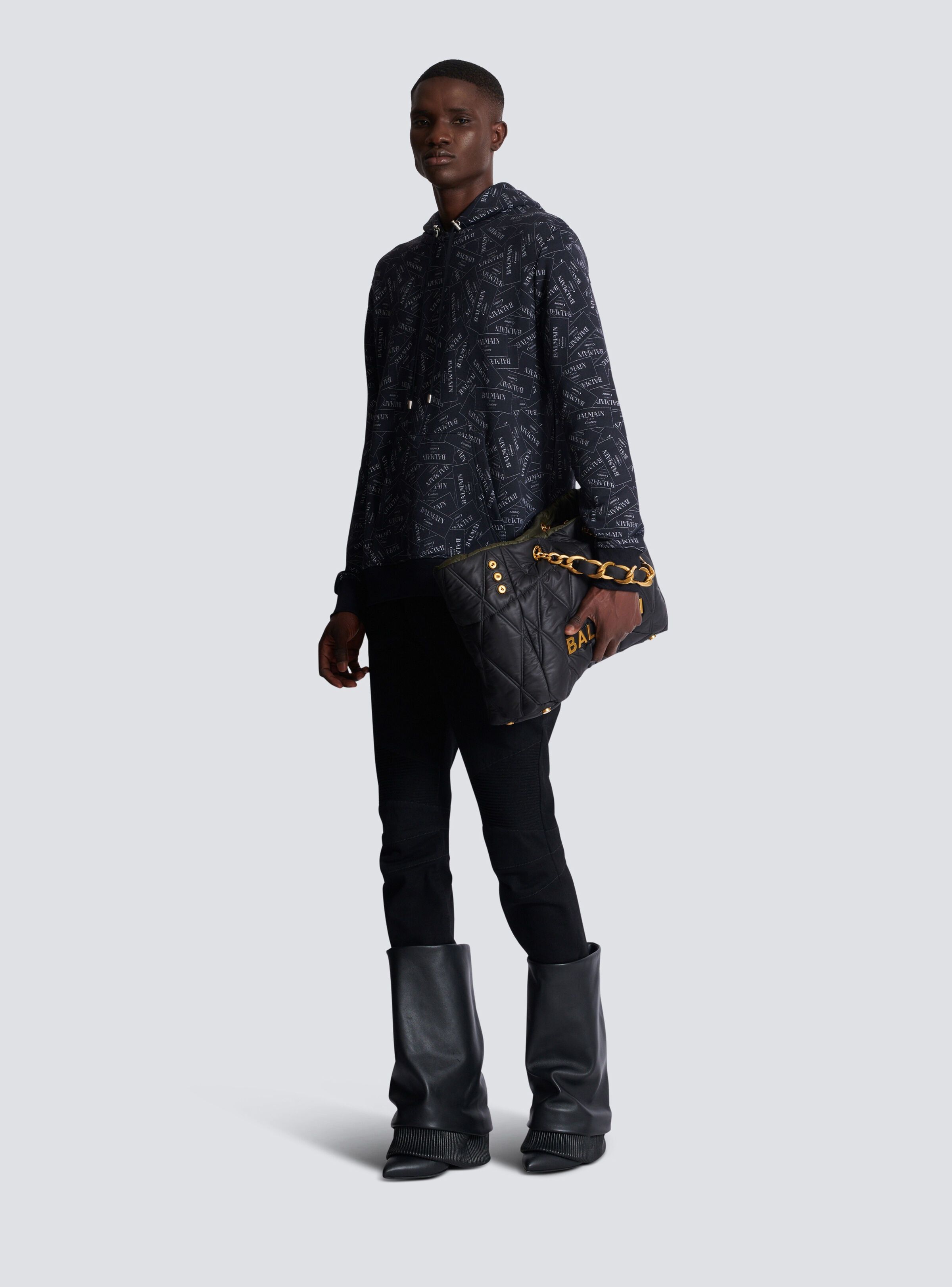 Balmain o1mt1gz0126 Balmain AO Couture Label Hoodie in Black Size US L / EU 52-54 / 3 - 2 Thumbnail