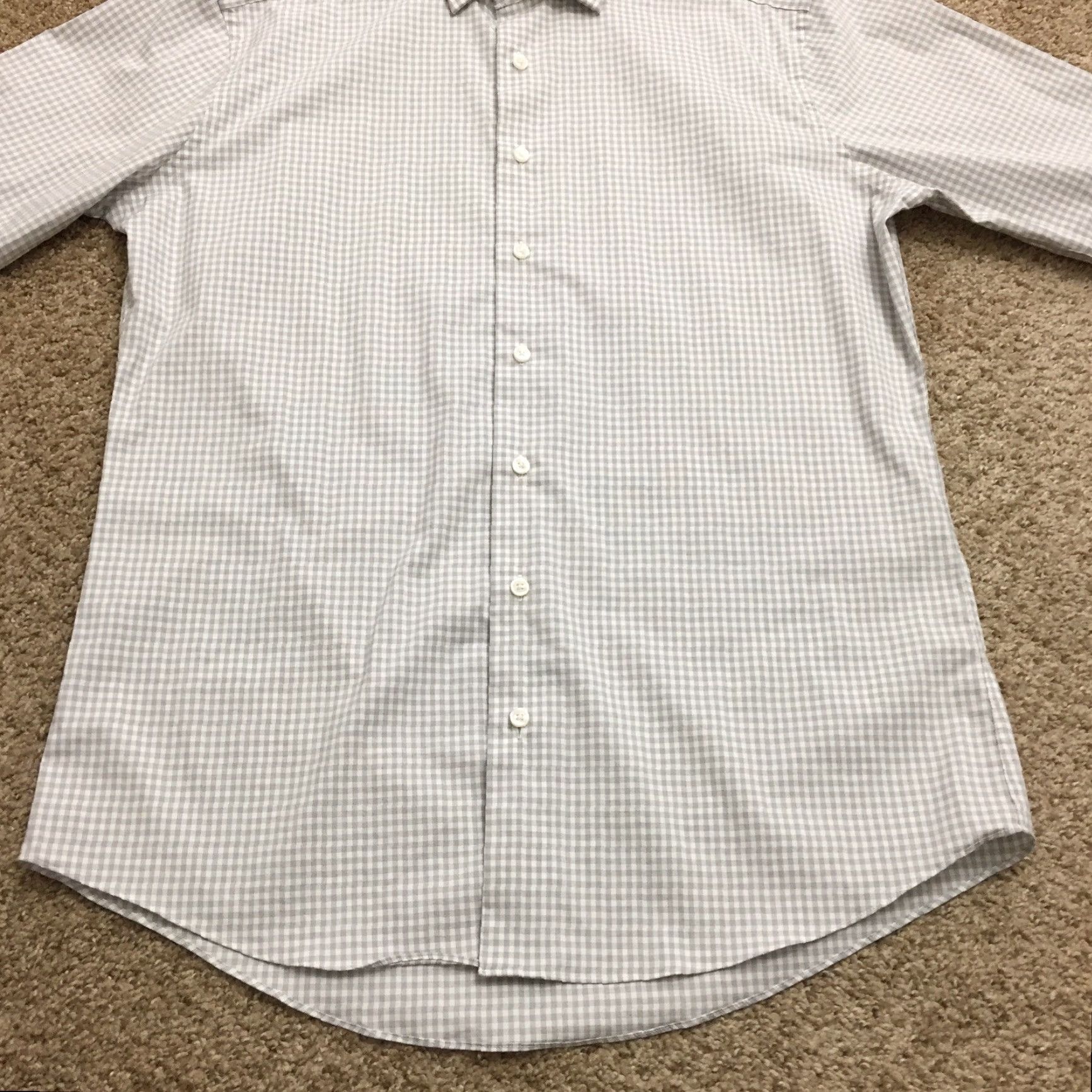 Vintage Damon Button-Up Shirt Mens 16.5-34/35 Long Sleeve Plaid Stretch Tailored Fit Gray Cotton Blend Size US XL / EU 56 / 4 - 5 Thumbnail