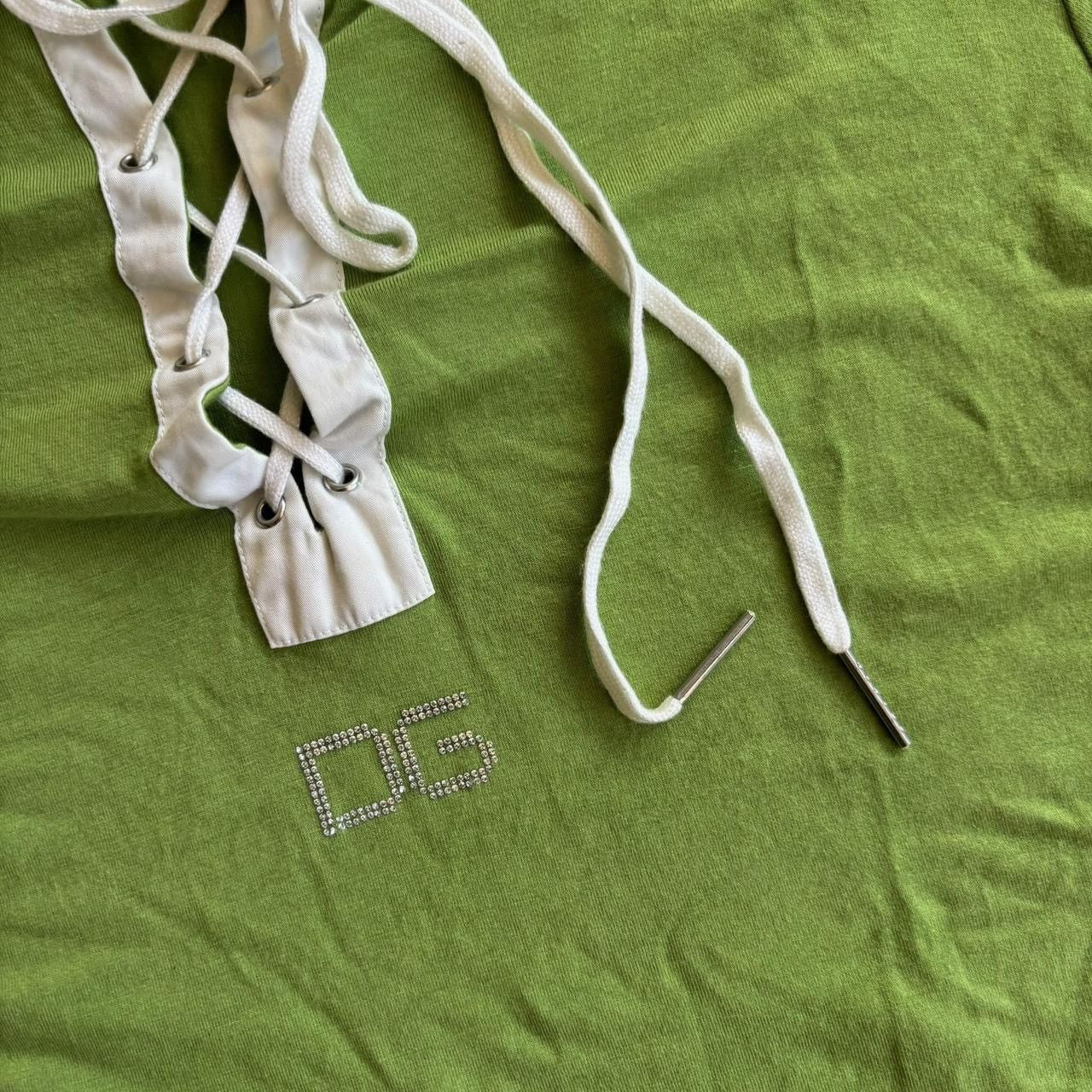Dolce & Gabbana Dolce & Gabbana Y2K Logo Rhinestone Green Polo Tee Shirt Size M / US 6-8 / IT 42-44 - 4 Thumbnail