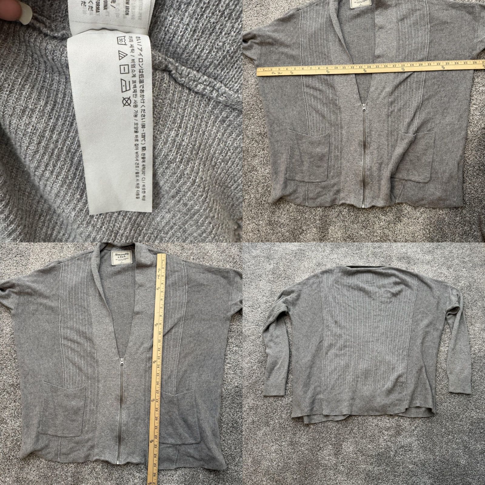 Abercrombie & Fitch Abercrombie & Fitch Sweater Womens Large Gray Full Zip Cardigan Pockets Knit Size L / US 10 / IT 46 - 8 Thumbnail