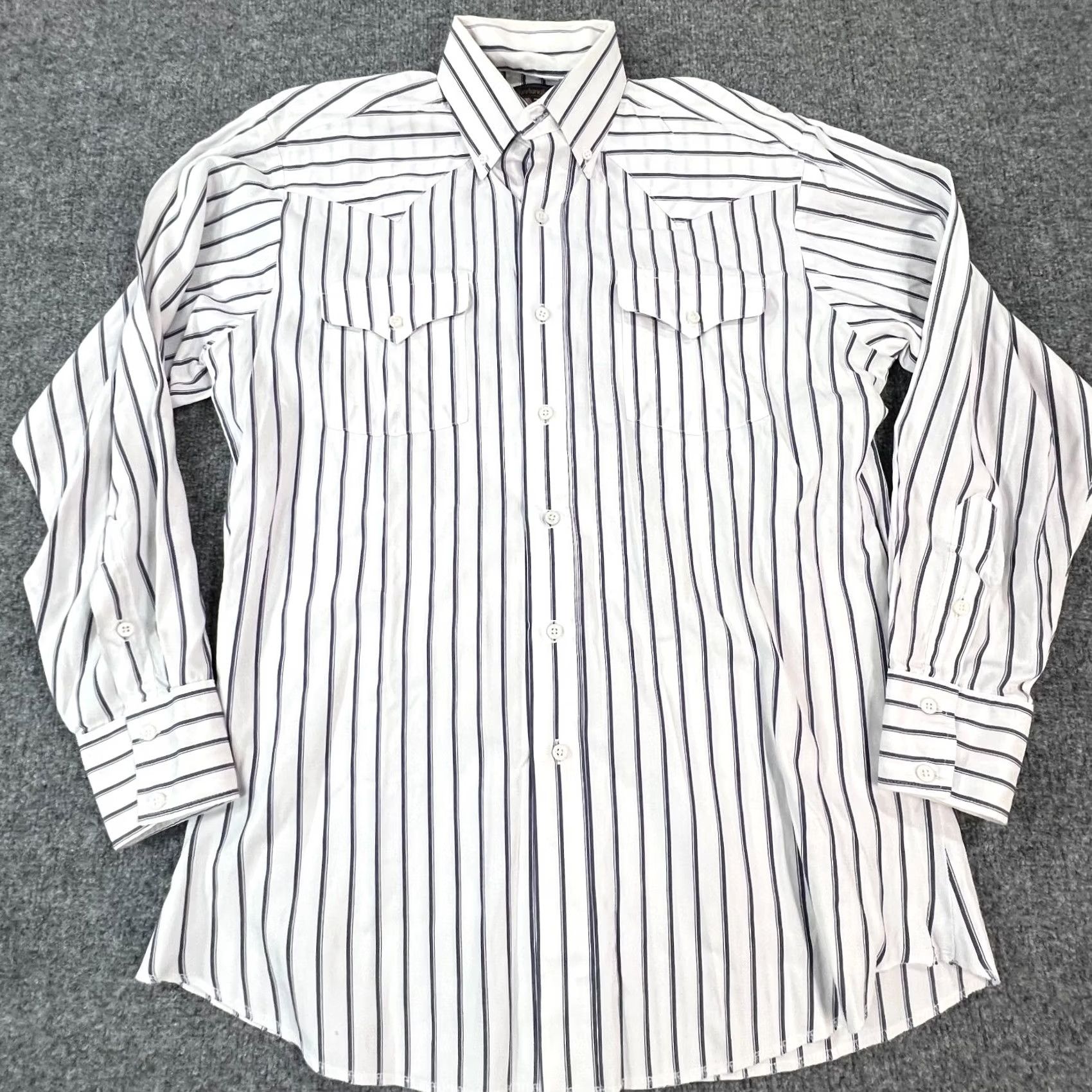 Vintage VINTAGE Panhandle Slim Shirt Mens 16 34 White Striped Cowboy Western Ranchwear USA VTG Size US L / EU 52-54 / 3 - 2 Thumbnail