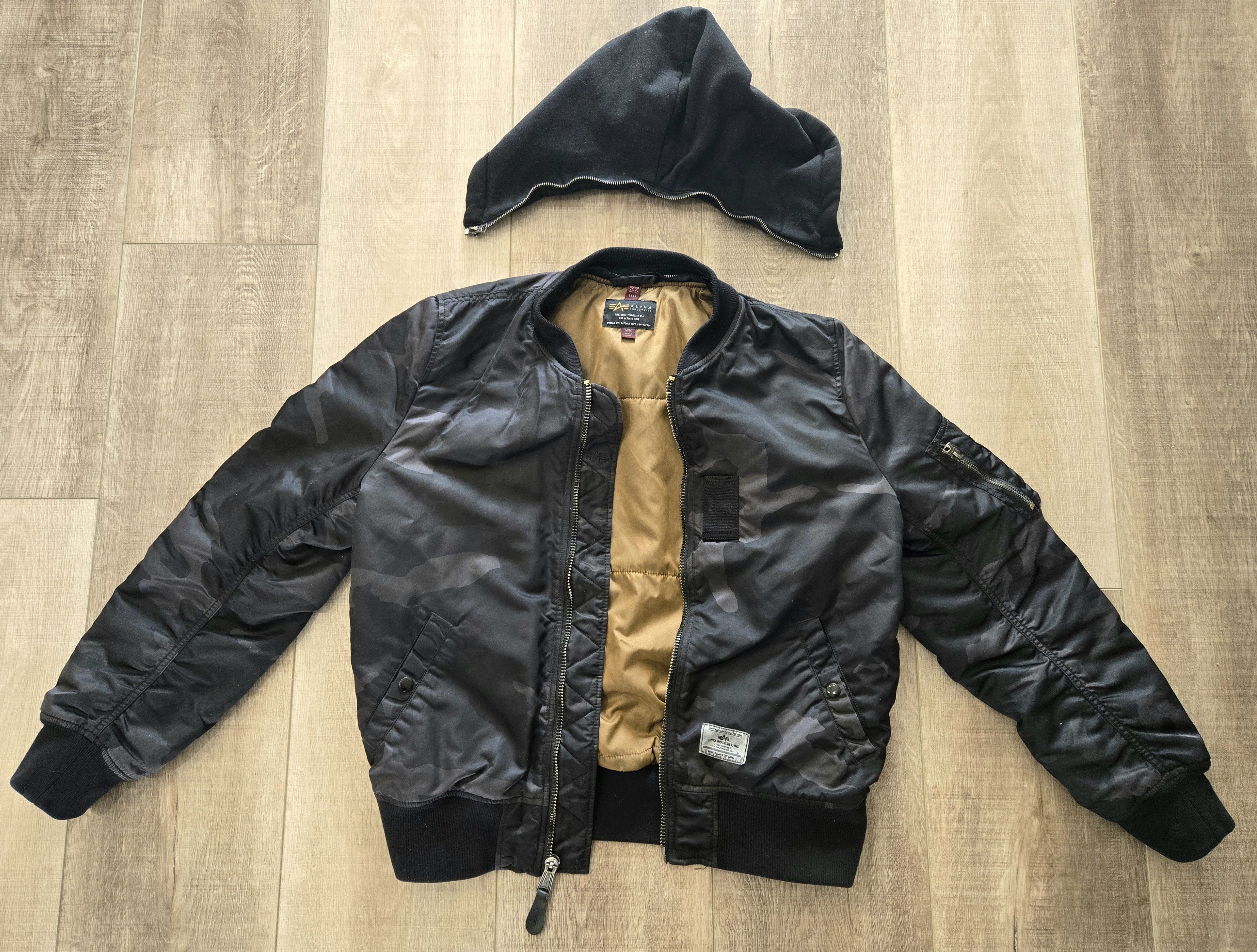 Alpha Industries Black Camo Bomber Jacket W/ Removable Hood Alpha Industries Size US M / EU 48-50 / 2 - 3 Thumbnail