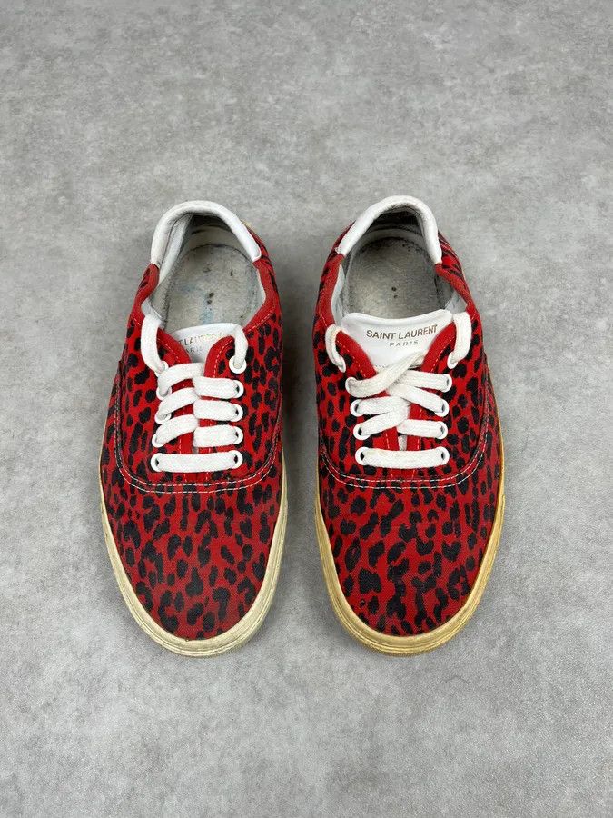 Saint Laurent Paris Saint Laurent Red & Black Leopard LA Sneakers Size US 8 / EU 41 - 2 Thumbnail