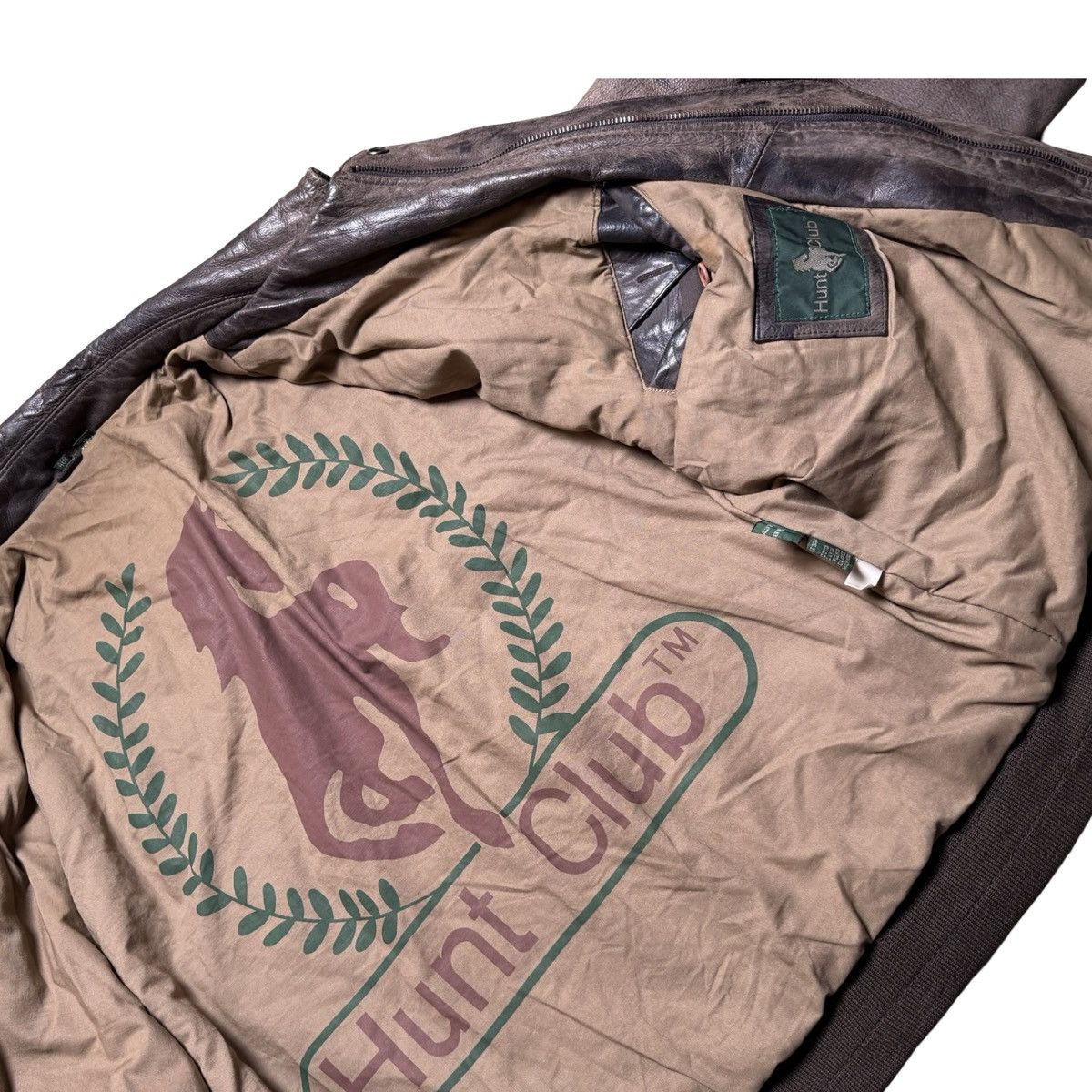 Hunt Club Vintage A-2 Faded Brown Leather Bomber Jacket Hunt Club 46 Size US XL / EU 56 / 4 - 5 Thumbnail