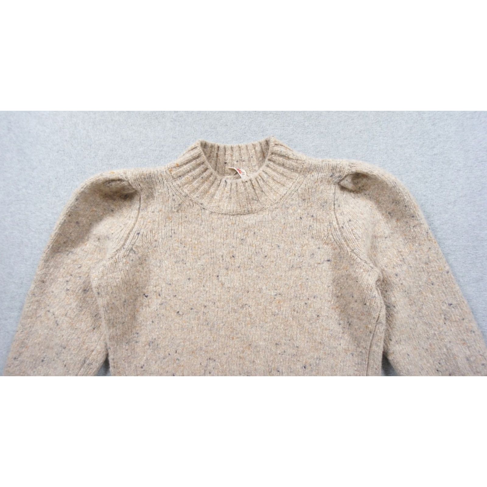 Faherty Faherty Sweater Womens XS Beige Knit Mock Neck Pullover Pullover Shoulder Ladies Knitwear Pullover Long Sleeve Casual Size XS / US 0-2 / IT 36-38 - 2 Thumbnail