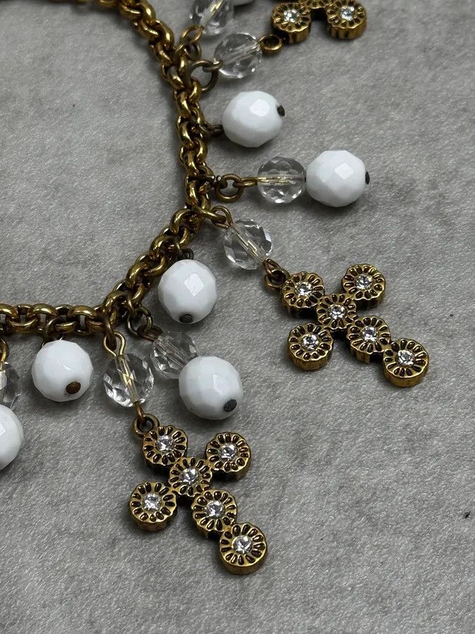 Dolce & Gabbana 2000s Dolce & Gabbana Gold Metal Pearl Charm Bracelet Size ONE SIZE - 5 Thumbnail