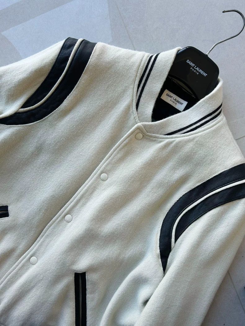 Saint Laurent Paris Saint Laurent Paris 21FW white spliced baseball jacket-2506 Size US XL / EU 56 / 4 - 3 Thumbnail