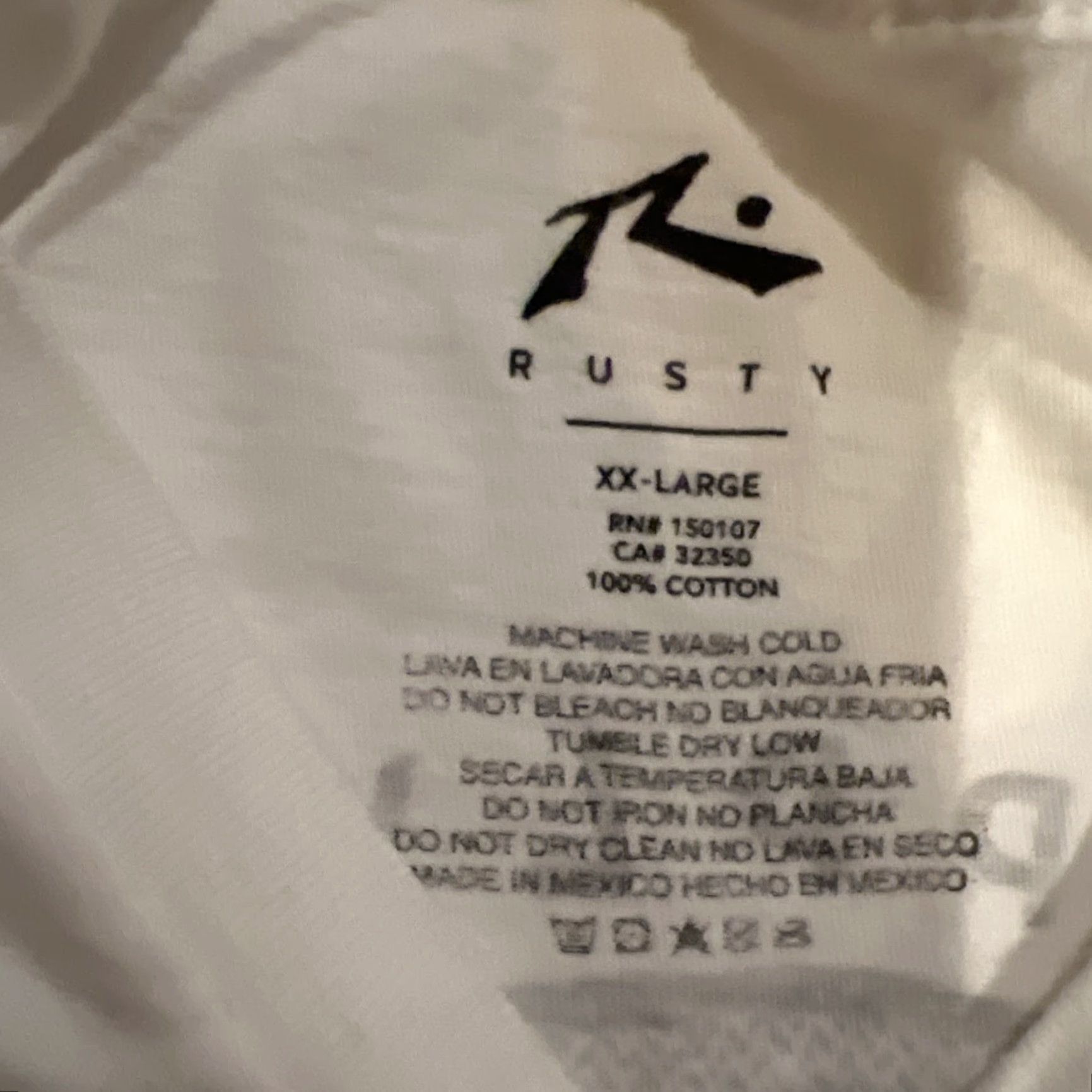 Rusty VINTAGE Rusty Shirt Surfer 2XL White Crew Neck Graphic Print Logo 80s Surfer Mens Regular Beach USA New Size US XXL / EU 58 / 5 - 5 Thumbnail