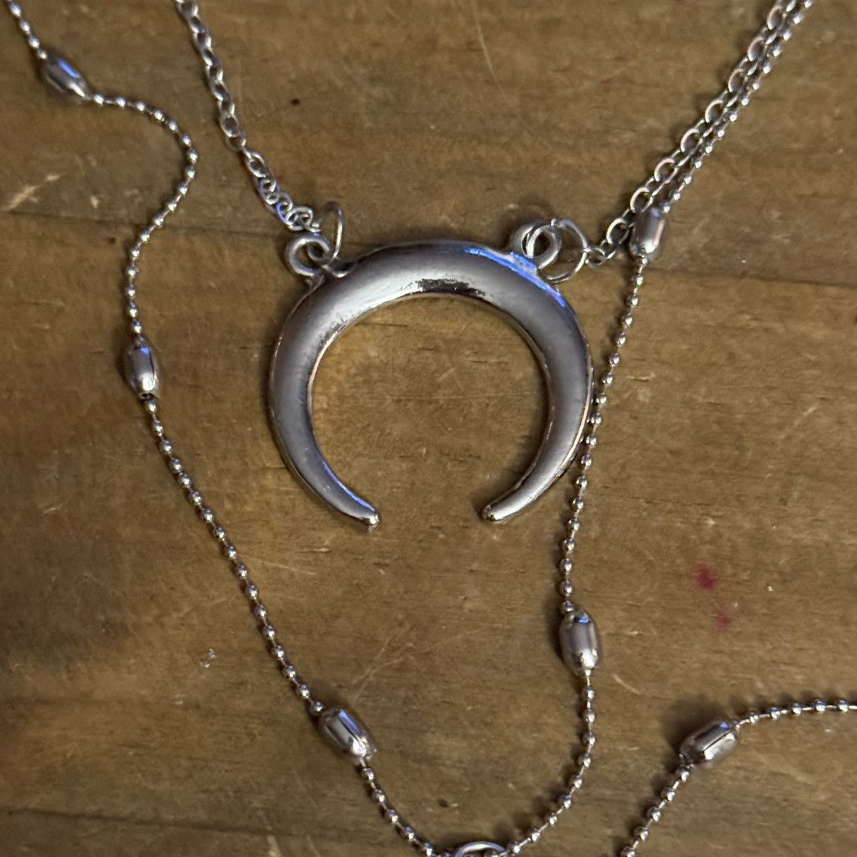 Other Silver tone multi layered crescent moon drop pendant necklac Size ONE SIZE - 4 Thumbnail