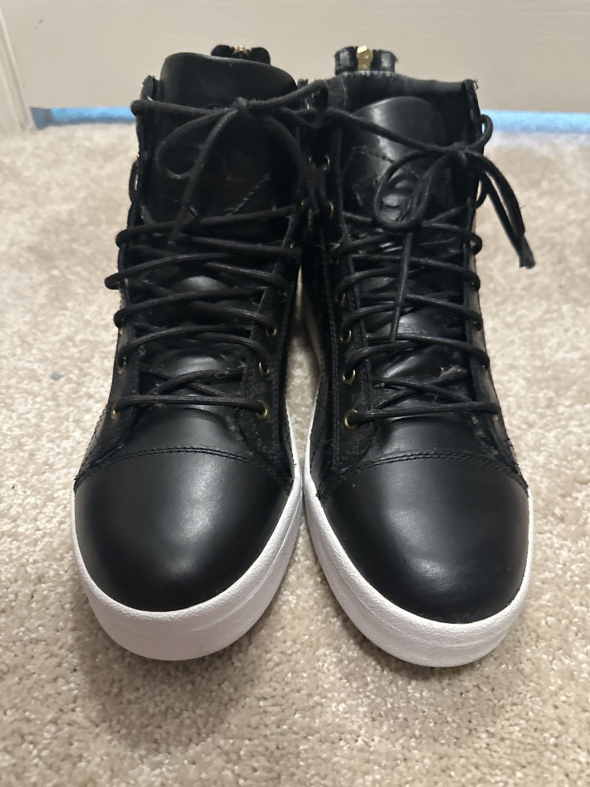 Diesel Diesel Diamond Black Leather High Tops Size US 12 / EU 45 - 2 Thumbnail
