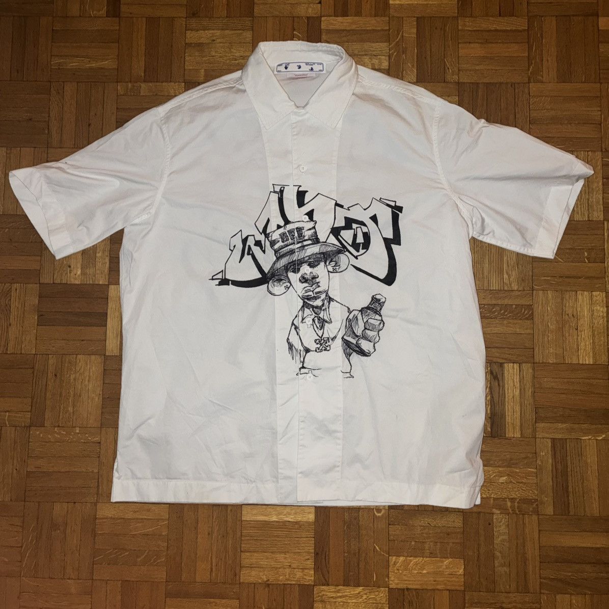 Off-White Off-White™ Graffiti Graphic Short Sleeve Shirt (White) – M Size US M / EU 48-50 / 2 - 1 Thumbnail