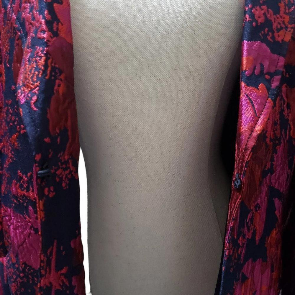 Chicos CT819 Chico's Tapestry Mid-thigh Fuchsia & Black Blazer Size XL / US 12-14 / IT 48-50 - 3 Thumbnail