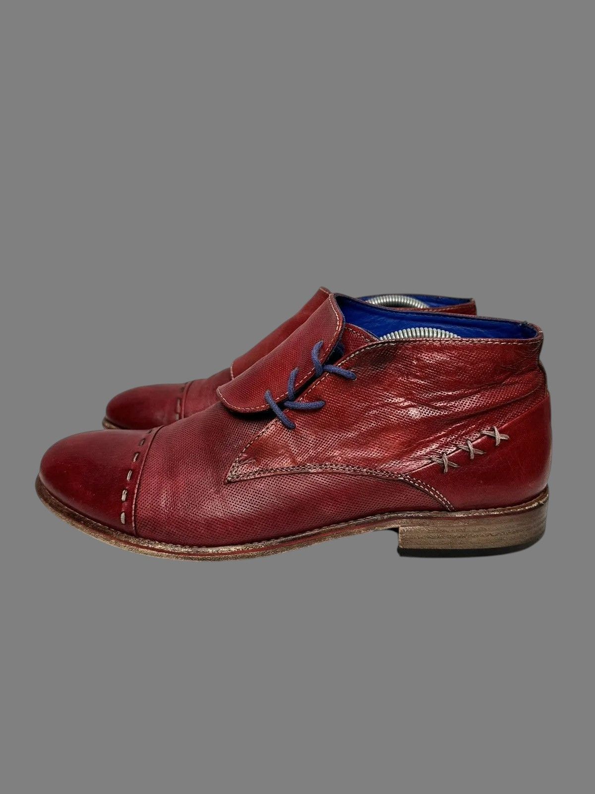 If Six Was Nine Vintage Holy Haferl Leather Red Shoes Alpine Style Rare Size US 9 / EU 42 - 2 Thumbnail