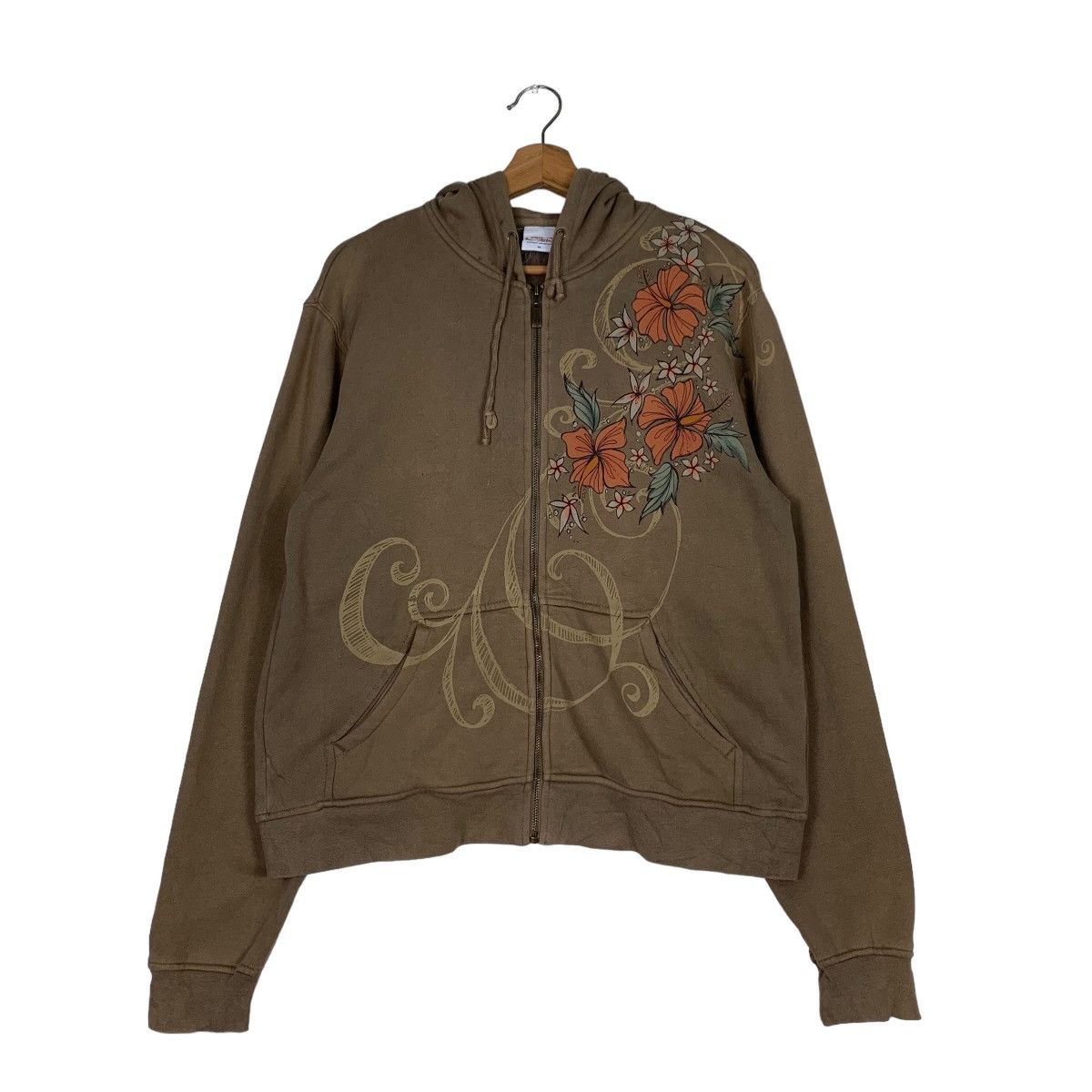 Vintage CRAZY SHIRT Floral Graphic Zipper Hoodies #0828-C37 Size US M / EU 48-50 / 2 - 1 Thumbnail