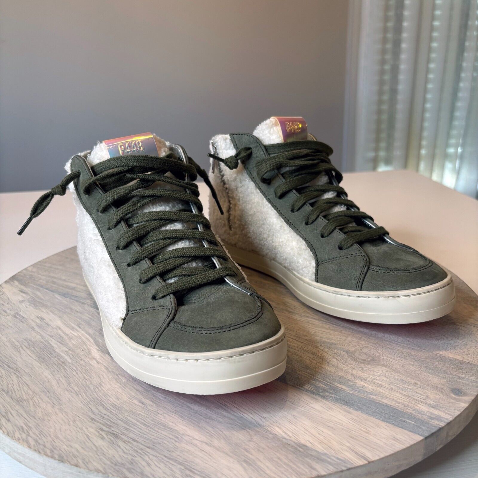 P448 P448 Skate Women's Wad Hi-Tops Green Sherpa Sneakers Size 7 Size US 7 / IT 37 - 2 Thumbnail