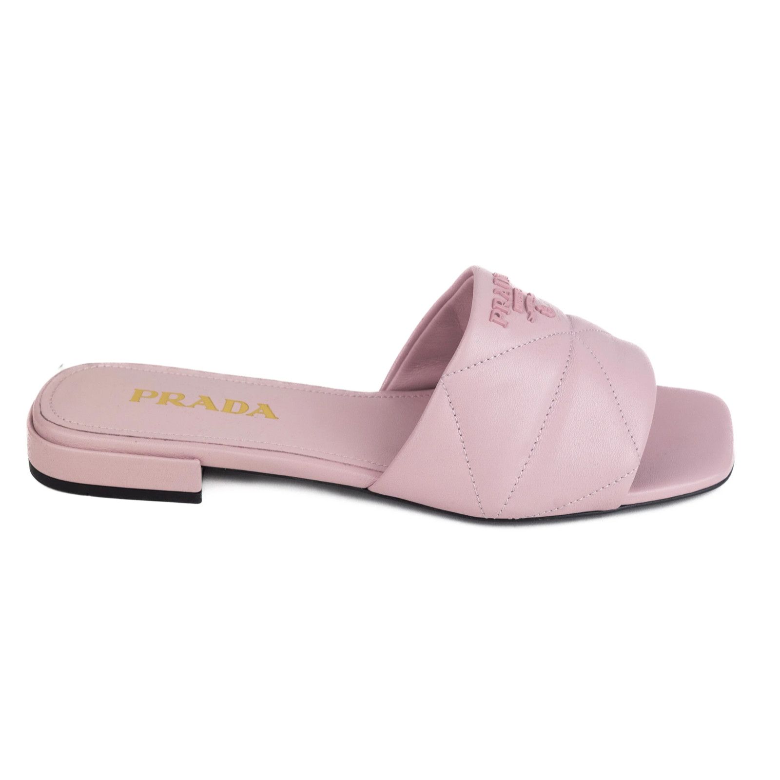 Prada Prada Alabastro Pink Quilted Nappa Leather Logo Slide Size US 6 / IT 36 - 1 Thumbnail