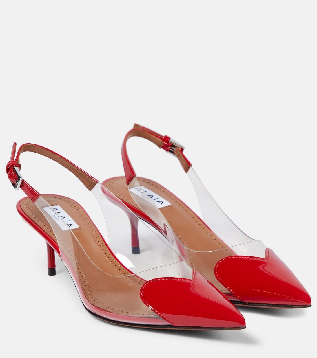 Alaia Cœur heart leather-trimmed PVC pumps in red Size US 8.5 / IT 38.5 - 1 Thumbnail